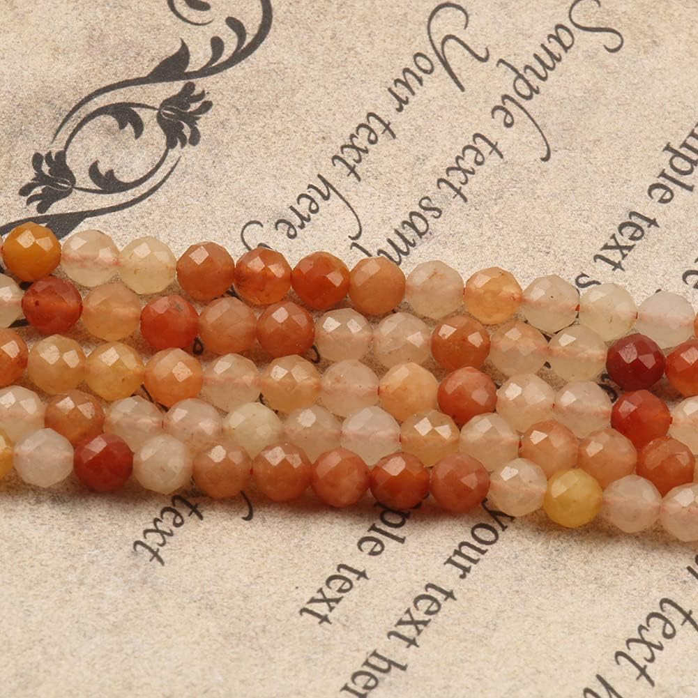 Song Xi 120pcs 3mm Natural Red Aventurine Gemstone Beads Faceted Round Loose Stone Beads for Jewelry Making