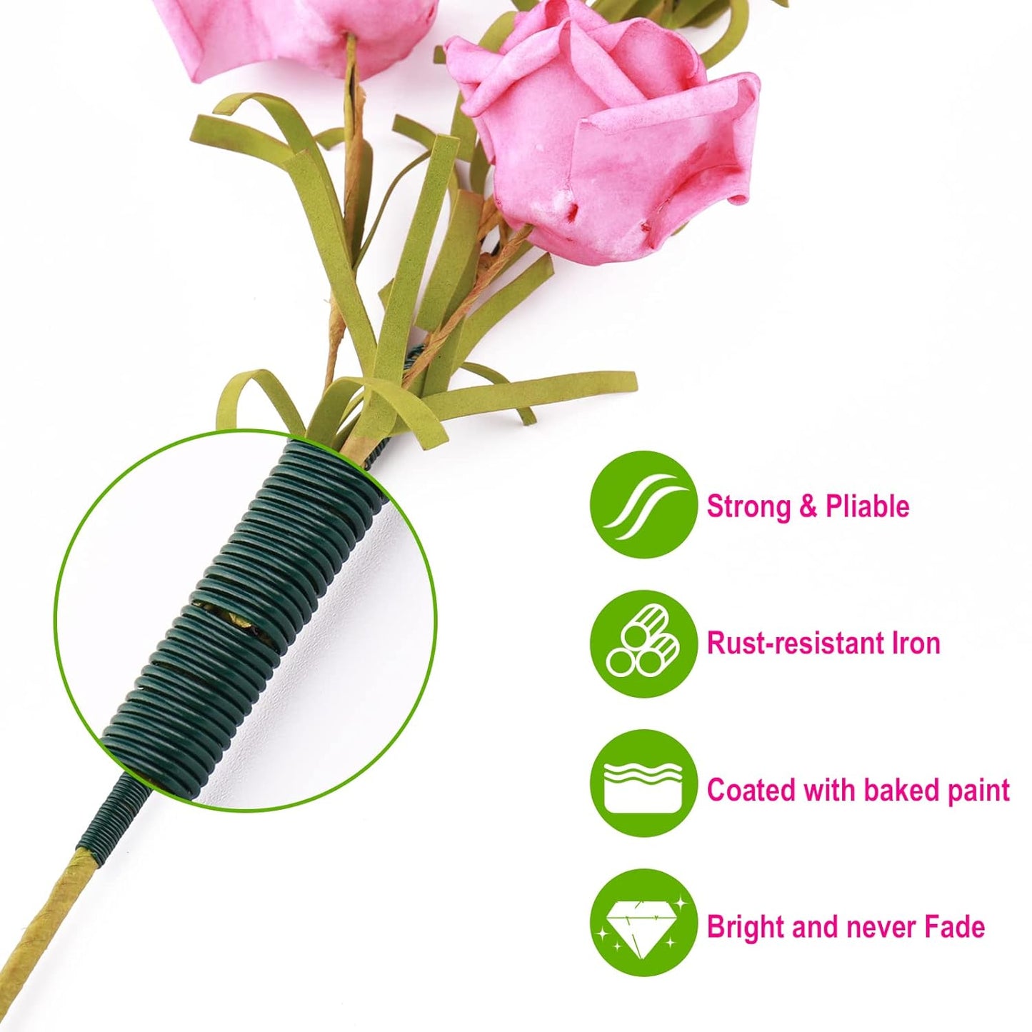 GLAMFIELDS 22 Gauge Floral Wire, 110 Yards Christmas Wire Wreath Wire Green Flexible Paddle Florist Wire for Flower, Crafts, Christmas Wreaths Tree, Wreath Frame, Garland, and Floral Arrangements