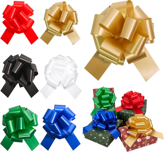 6 Pcs 6 Inch Golden Pull Bows, Perfect for Gift Wrapping, Gift Wrapping Baskets Wedding Christmas Party Decorations, Crafts – Quality Pull Bows for Gifts and Decorations