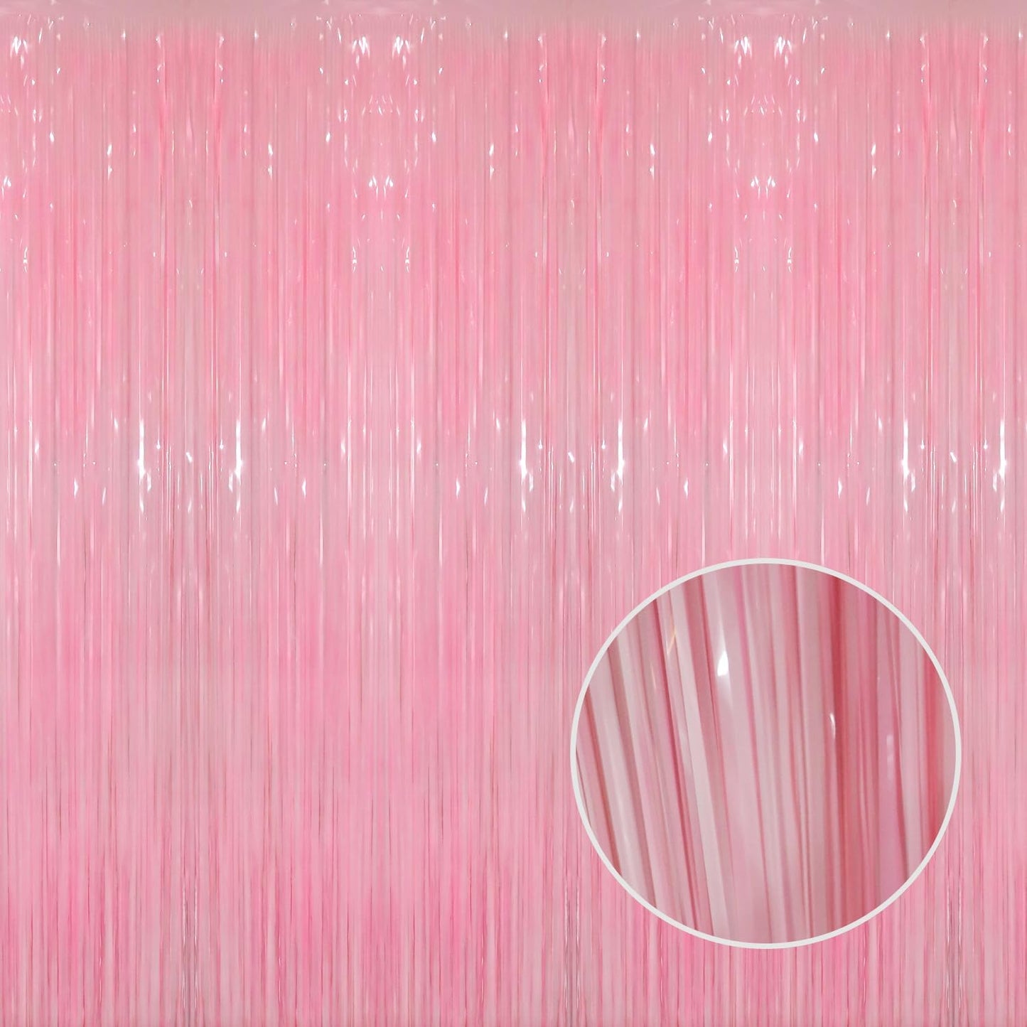 GOER 3.2 ft x 8.2 ft Metallic Tinsel Foil Fringe Curtains Party Photo Backdrop Party Streamers for Birthday,Graduation,New Year Eve Decorations Wedding Decor(3 Packs,Candy Pink)