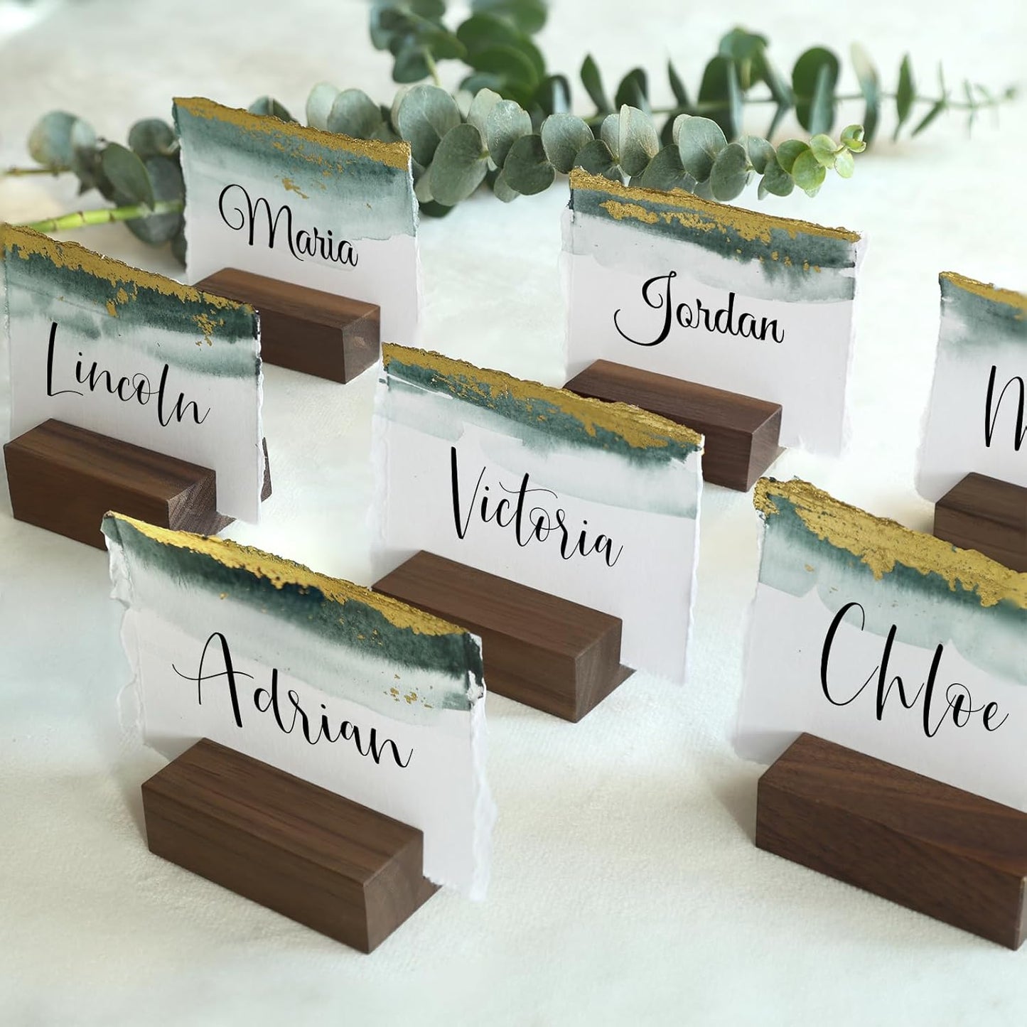 UNIQOOO 12 Pack 2" Rustic Walnut Wood Stands for Cardstock, Wedding Table Numbers Holders, Photo Holder, Photo Display Stand for Event Decor, Retail Shop, Cafe Restaurant Menu, Business Card, Name Tag