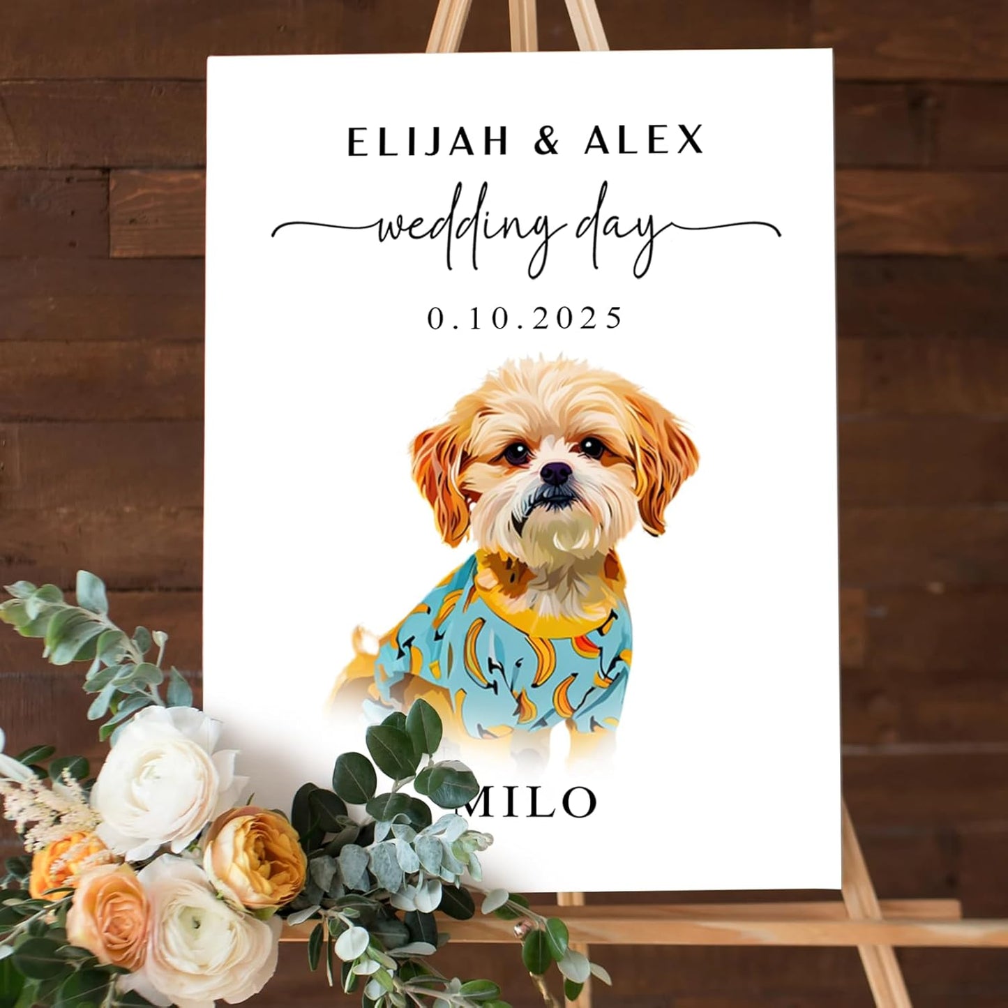 Custom Watercolor Pet Wedding Welcome Sign, Personalized Dog Cat Welcome To Our Wedding Signage Drawing, Custom Gifts for Weddings, Christmas, Engagement Party, Anniversary