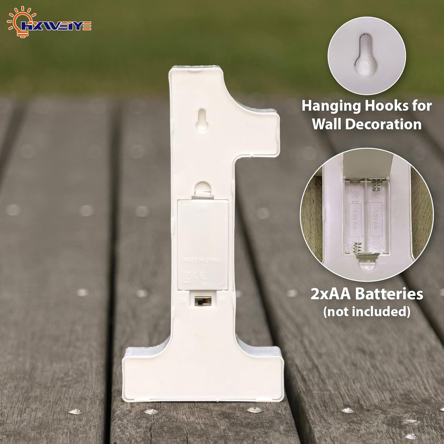 HXWEIYE Marquee Light Up Numbers-1, 8.5 Inch Decorative Letter Sign 26 Alphabet and 10 Number, Battery Powered Warm White for Party, Christmas Decor（8.5 * 4.2 * 1.8IN）