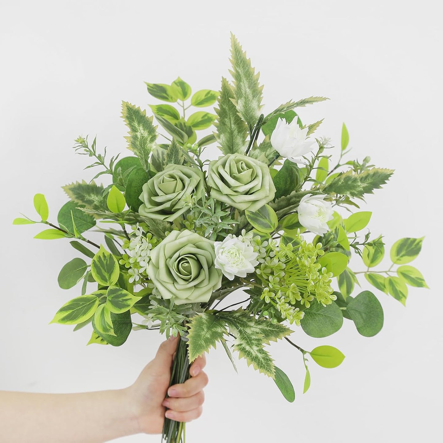 Serra Flora Artificial Greenery Stems Box Set,(Pack of 42pcs) with 7 Kinds of Faux Pink Green Filler for DIY Bridal Bouquets Wedding Floral Arrangement Table Centerpieces