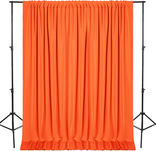 DWCN 10x10 FT Backdrop Curtains for Parties, Photography Backdrop Drapes with Rod Pockets for Wedding Decorations Stage Birthday Family Gatherings, 2 Panels 5ft x 10ft, Orange