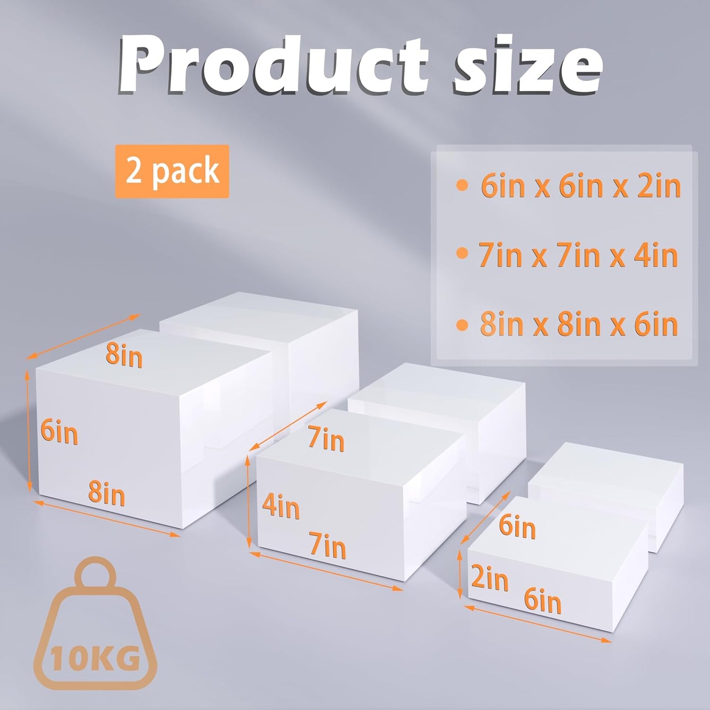 Buffet Risers, Food Display Risers for Party, White Acrylic Risers Display Stand for Buffet Table, Catering Displays for Dessert, Cube Box Nesting Riser with Hollow Bottoms (6"x7"x8" 6PCS)