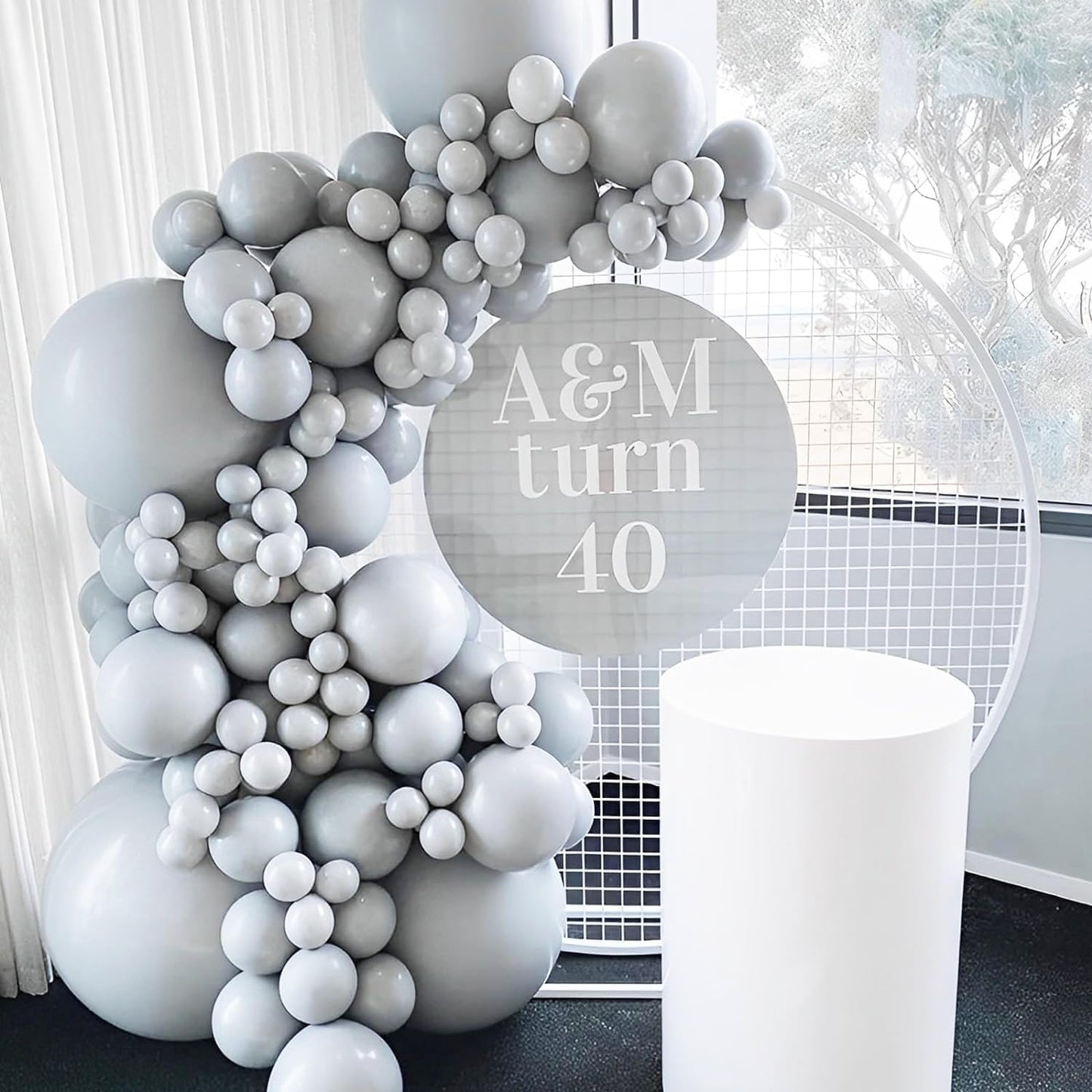 90pack Gray Balloons Different Size 18/12/10/5 Inch Pastel Grey Balloon Garland Arch Kit for Graduation, Wedding, Birthday, Gender Reveal, Baby Shower, Bridal Shower Decorations