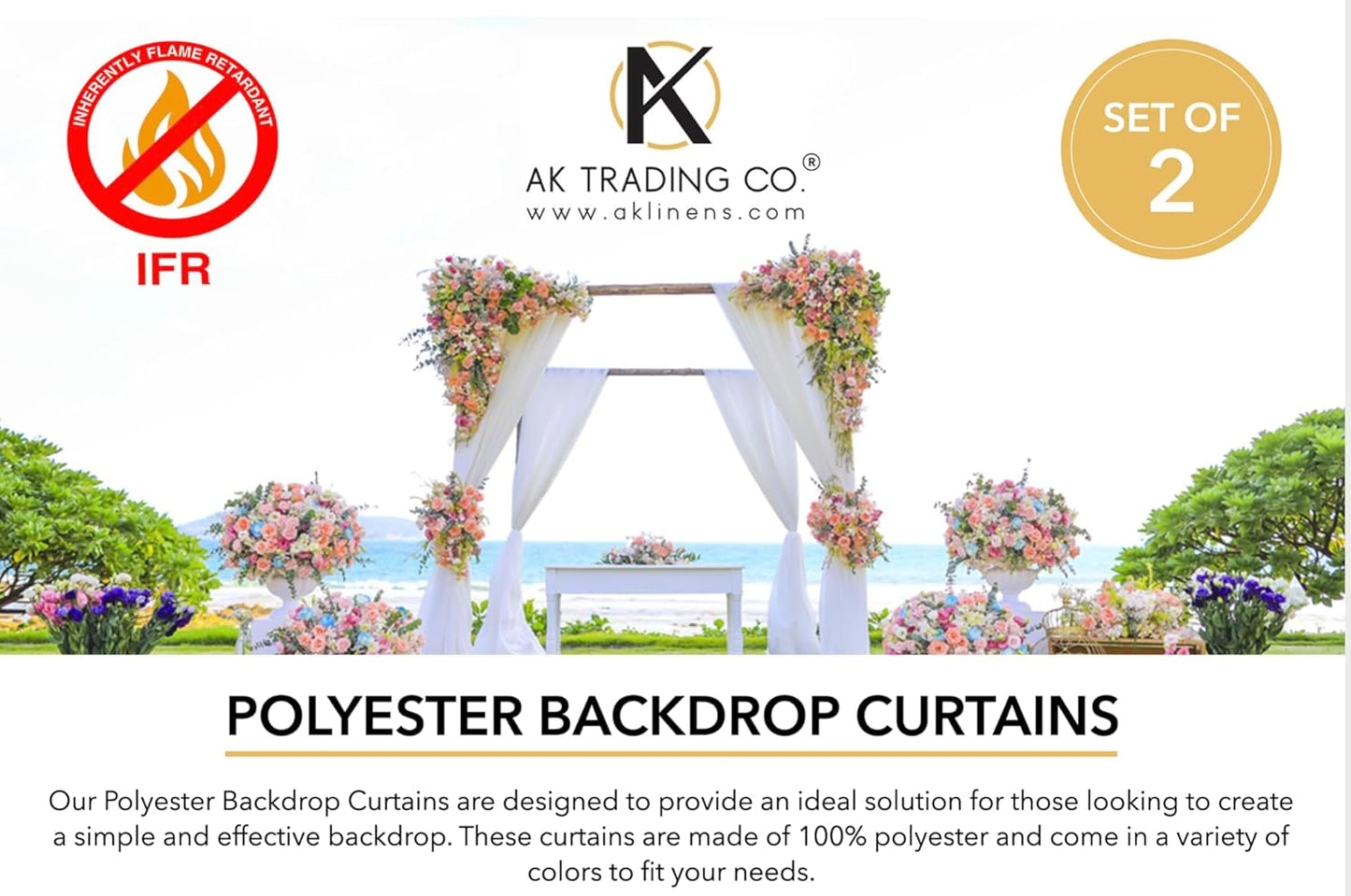 AK TRADING CO. 10 feet x 8 feet IFR Polyester Backdrop Drapes Curtains Panels with Rod Pockets - Wedding Ceremony Party Home Window Decorations - Valley Green