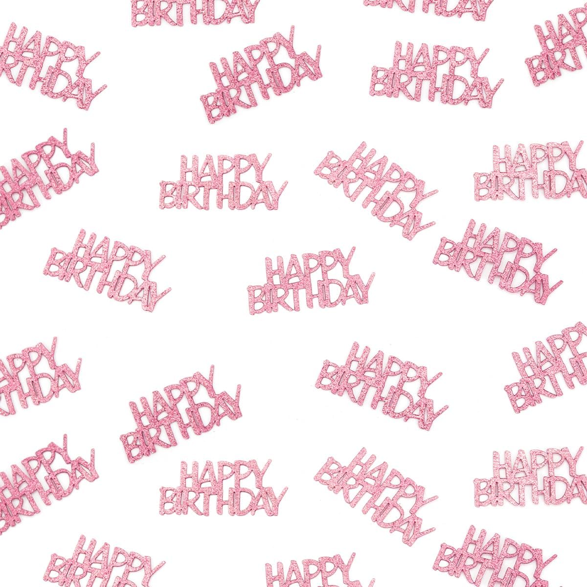 Pink Happy Birthday Confetti - Girl Birthday Party Decorations - Light Pink Glitter Scatters for Baby Girl Party Table Decor Supplies - 100PC