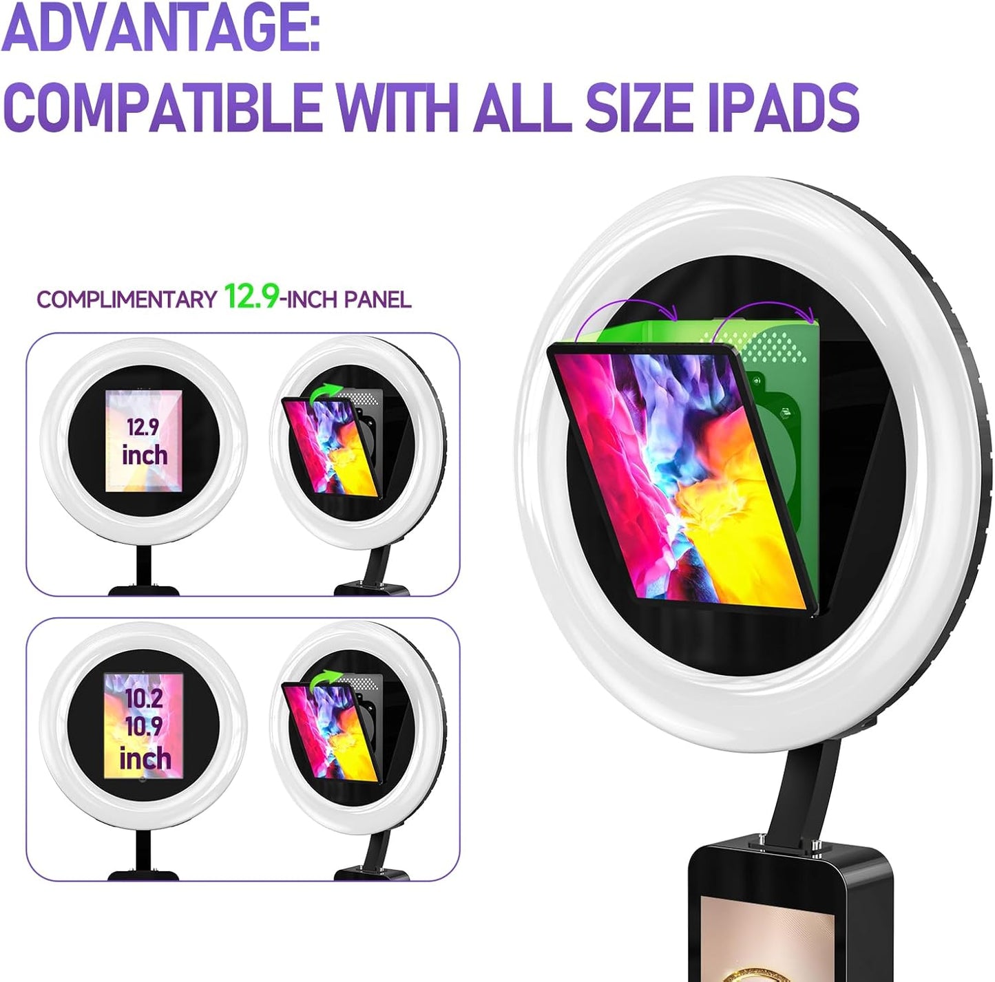 HARZHI Portable Photo Booth Compatible with Ipad, for Ipad Photo Booth Shell Stand Stand Provide Chacktok Photo Booth Software for Party and Wedding, Free Custom Logo, Flight Case