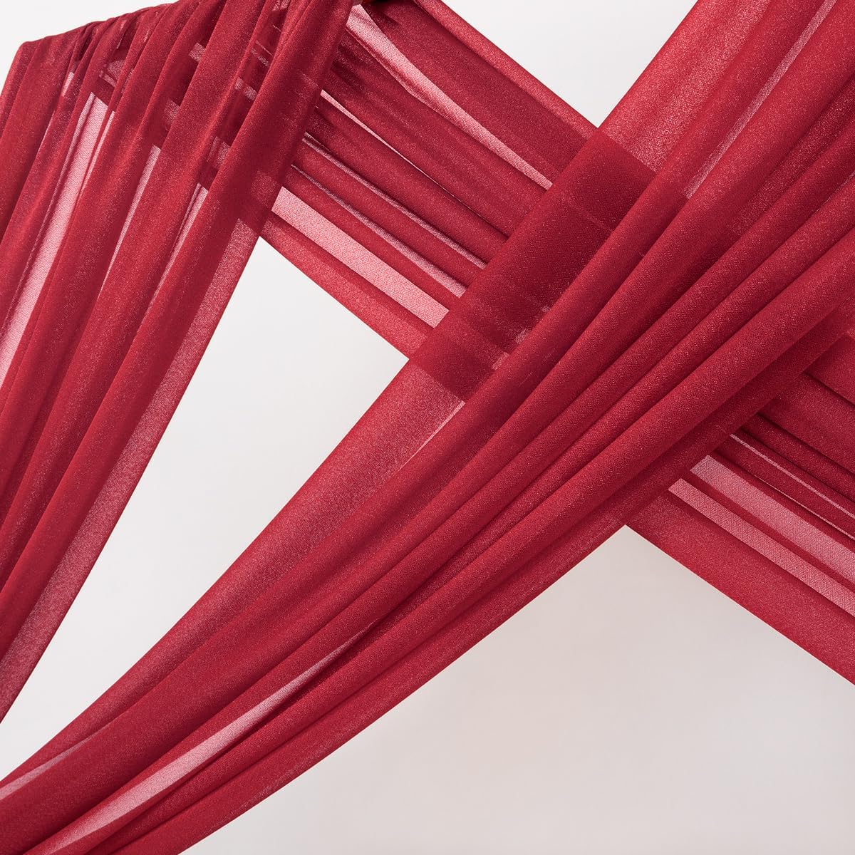 MLMC Red Wedding Arch Draping Fabric 2 Panels 29" x 20 FT Extra Long Gauze Drapes Sheer Backdrop Curtains 6.6 Yards Outdoor Drapery Panels for Wedding Baby Shower Party Ceiling Decoration