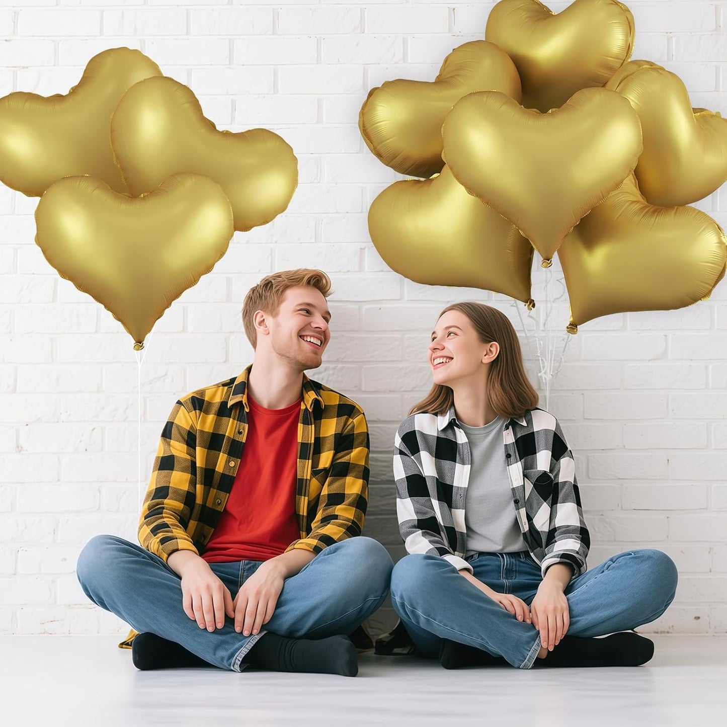 Gold Heart Balloons,24Inch Large Metallic Heart Foil Balloons for Valentine's Day Birthday Wedding Baby Shower Anniversary Party Decorations