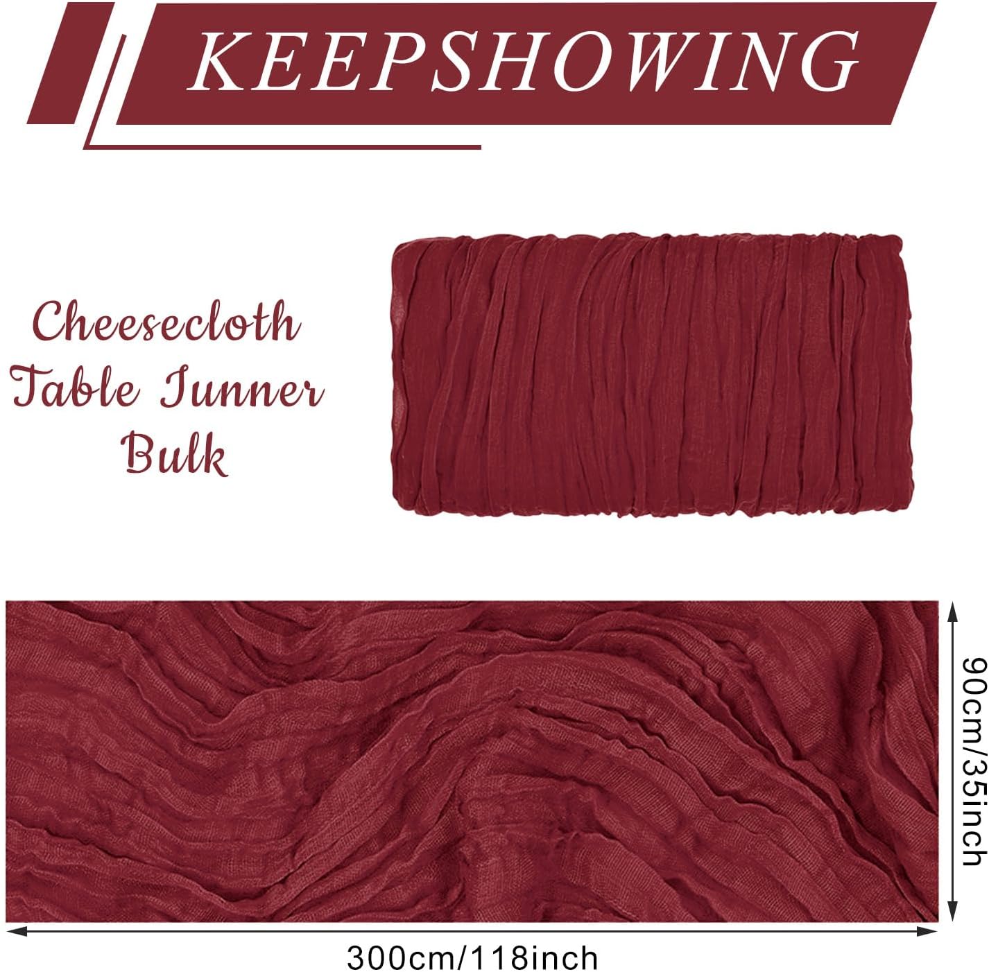 6 Pack Cheesecloth Table Runner 10Ft Christmas Gauze Boho Table Runners for Wedding Decor Bridal Shower Decorations Baby Shower Party(35" x 120")