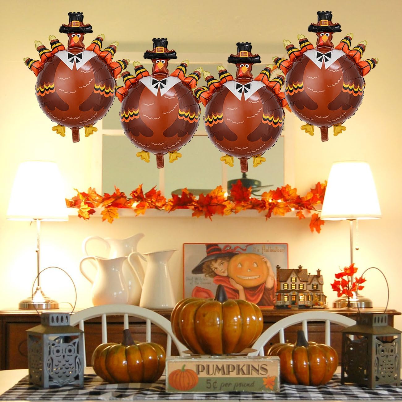 Turkey Balloon Thanksgiving Balloons Fall Balloon Decorations Turkey Balloons for Thanksgiving Themed Party Fall Harvest Party Birthday Party Supplies 4 Pcs