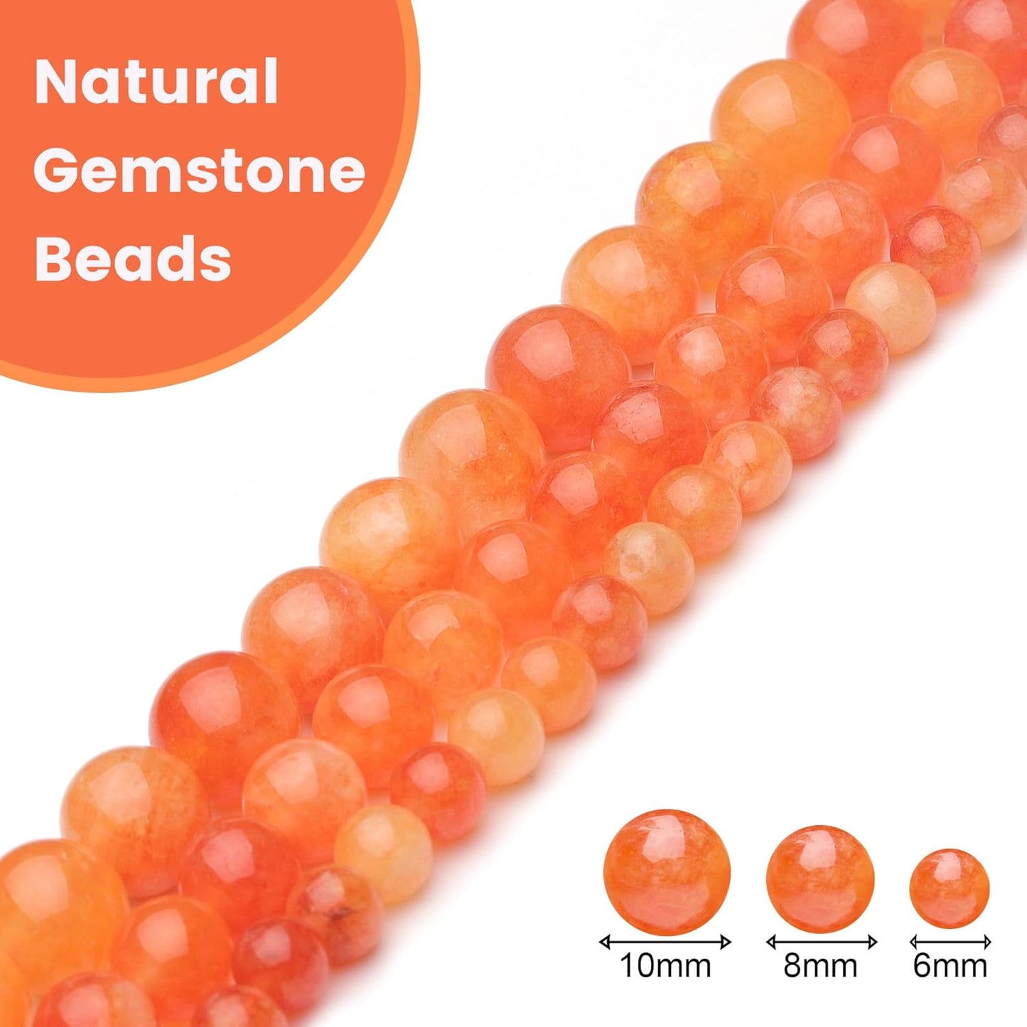 8mm Natural Stone Beads for Jewelry Making,Gold Sunstone Polished Smooth Round Gemstone Beads for Bracelet Necklace 15 Inch