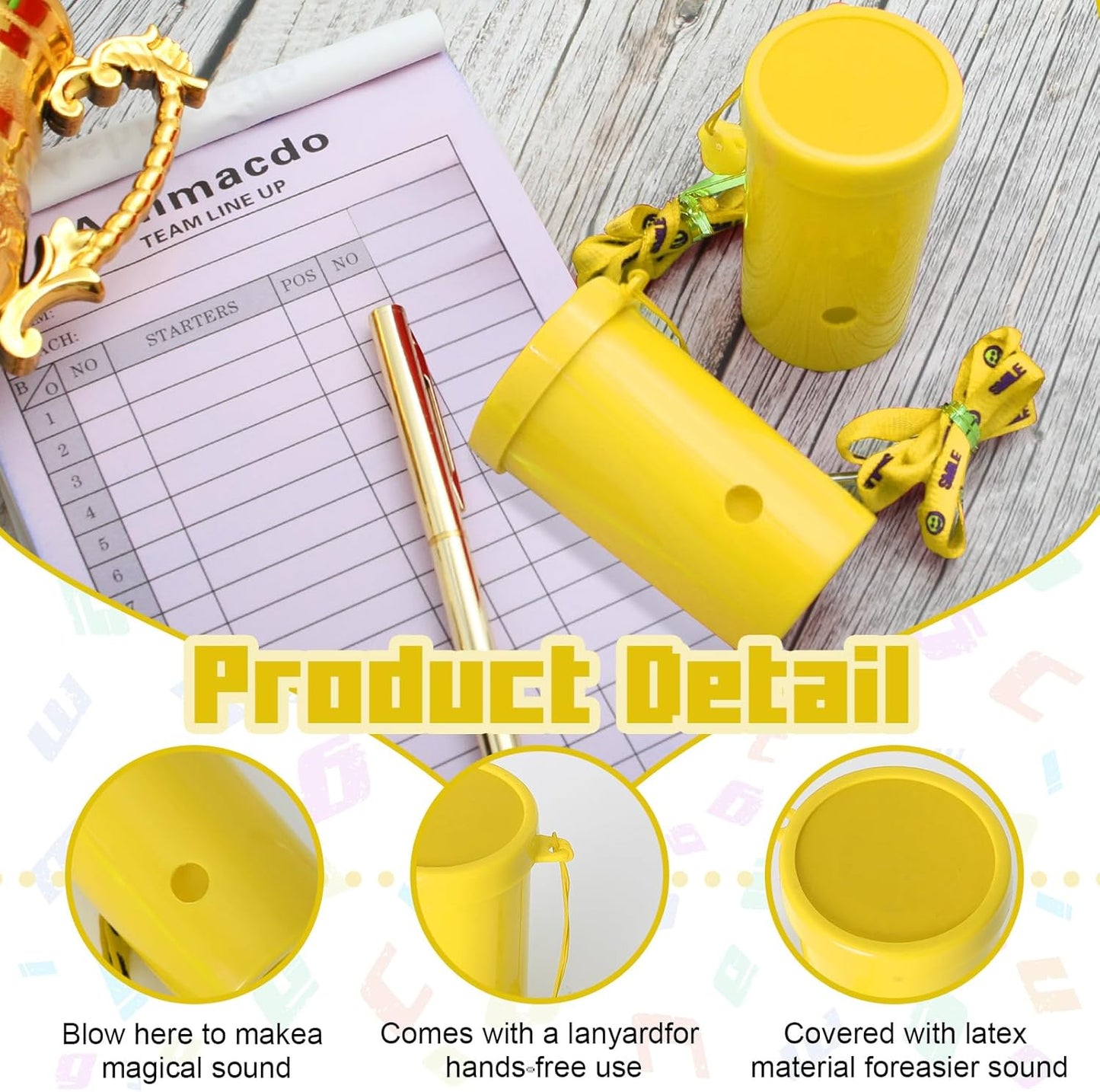 12 Pcs Mini Air Horns 3 Inch Noisemakers for Sporting Events Parties Celebrations Loud Noise Maker Blow Horn Noise Whistle with Lanyard for Birthday Party Celebrations Goodie Fillers(Yellow)