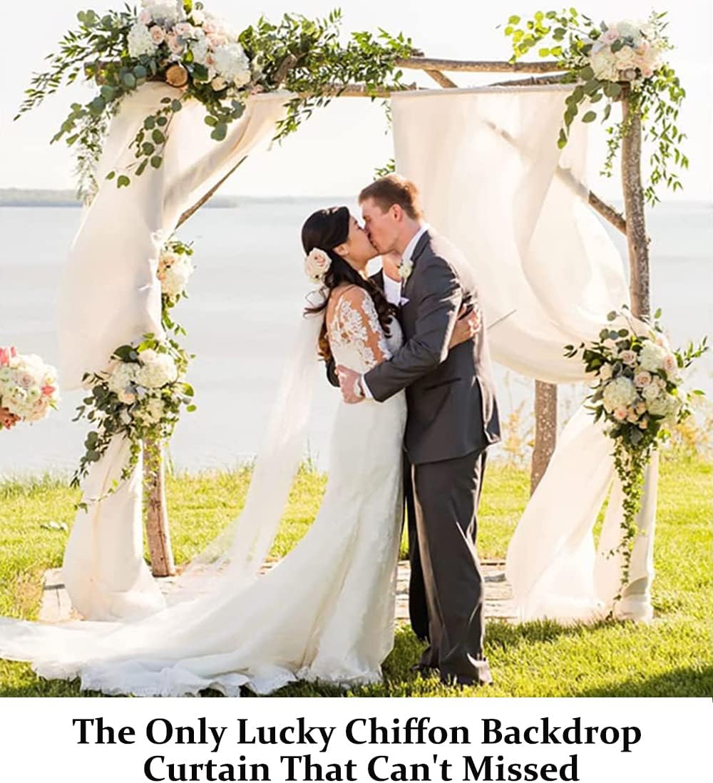 DUOBAO Chiffon Backdrop Curtain-2 Panels 29"x96" Sheer Drapes Beach Backdrops for Living Room Voile Window Curtains Rod Pocket Photography Background for Wedding Ceremony