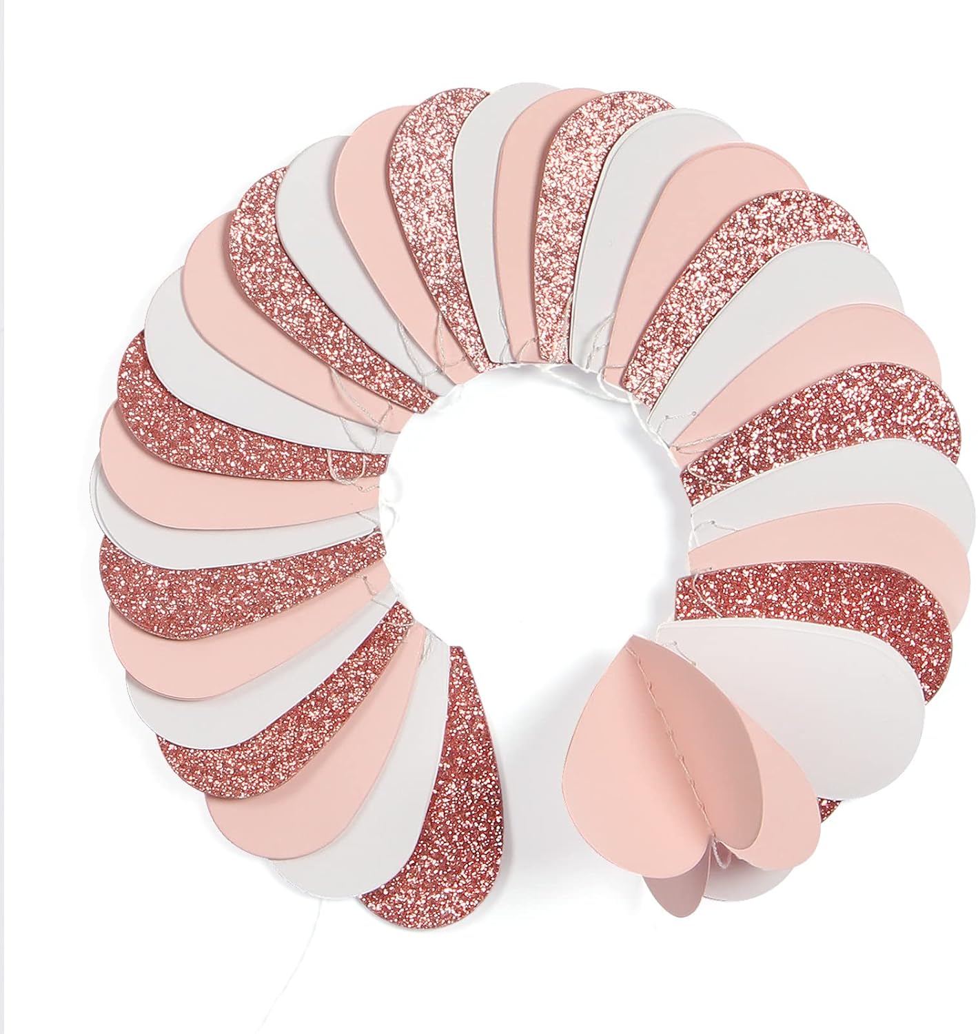 Rose-Gold Pink White 3D-Heart Garland - 39Ft Party Decorations Hanging Paper Streamers Banner,Engagement Wedding Bachelorette Baby Bridal Shower Decor Ouruola
