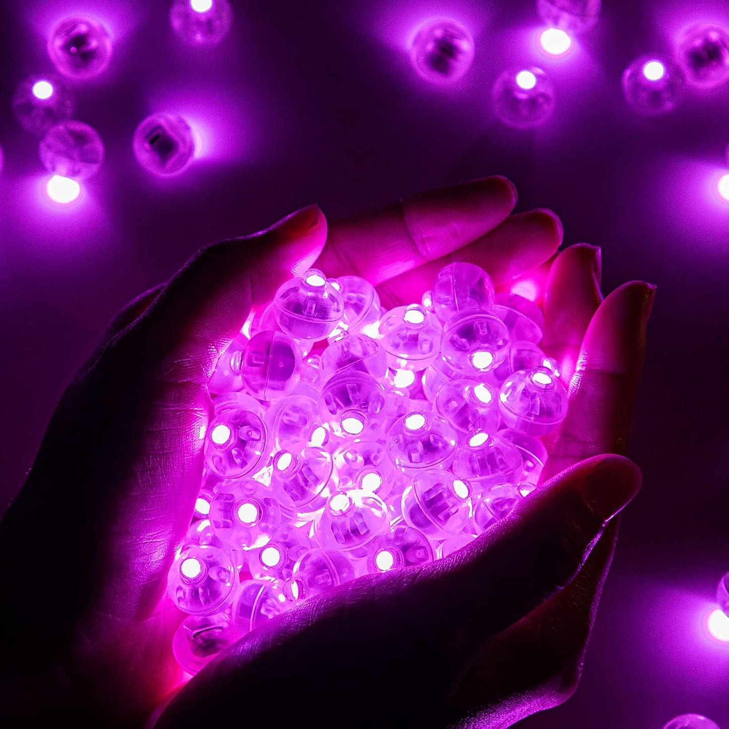 50pcs Pink LED Balloon Light, Mini Tiny Light Round Led Ball Lamp for Paper Lantern Balloon Indoor Outdoor Party Event Birthday Party Wedding Decoration Halloween Christmas Supplies