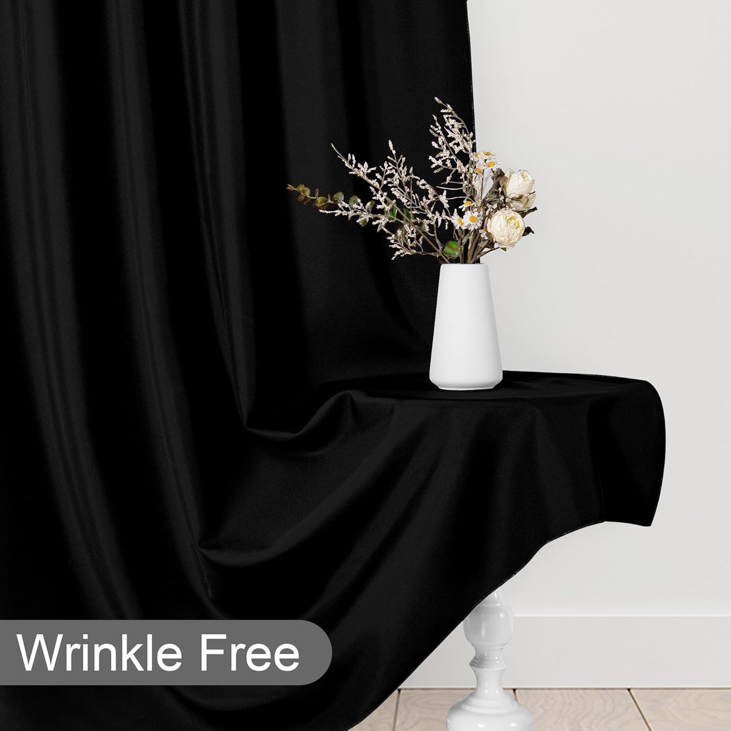 DWCN 10x10 FT Black Backdrop Curtains for Parties, Photography Backdrop Drapes with Rod Pockets for Wedding Decorations Stage Birthday Family Gatherings, 2 Panels 5ft x 10ft
