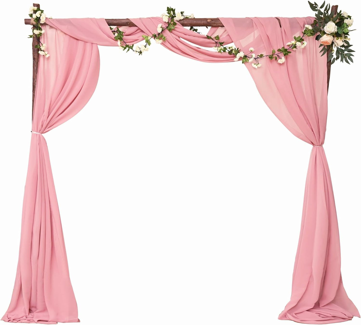 6 Panels Dusty Rose Wedding Arch Drapery 28" x 20Ft Outdoor Curtain Drapes Fabric Chiffon Fabric Drape Backdrop Curtain for Wedding Party Swag Ceremony Birthday Arbor Drapery Reception Ceiling Décor