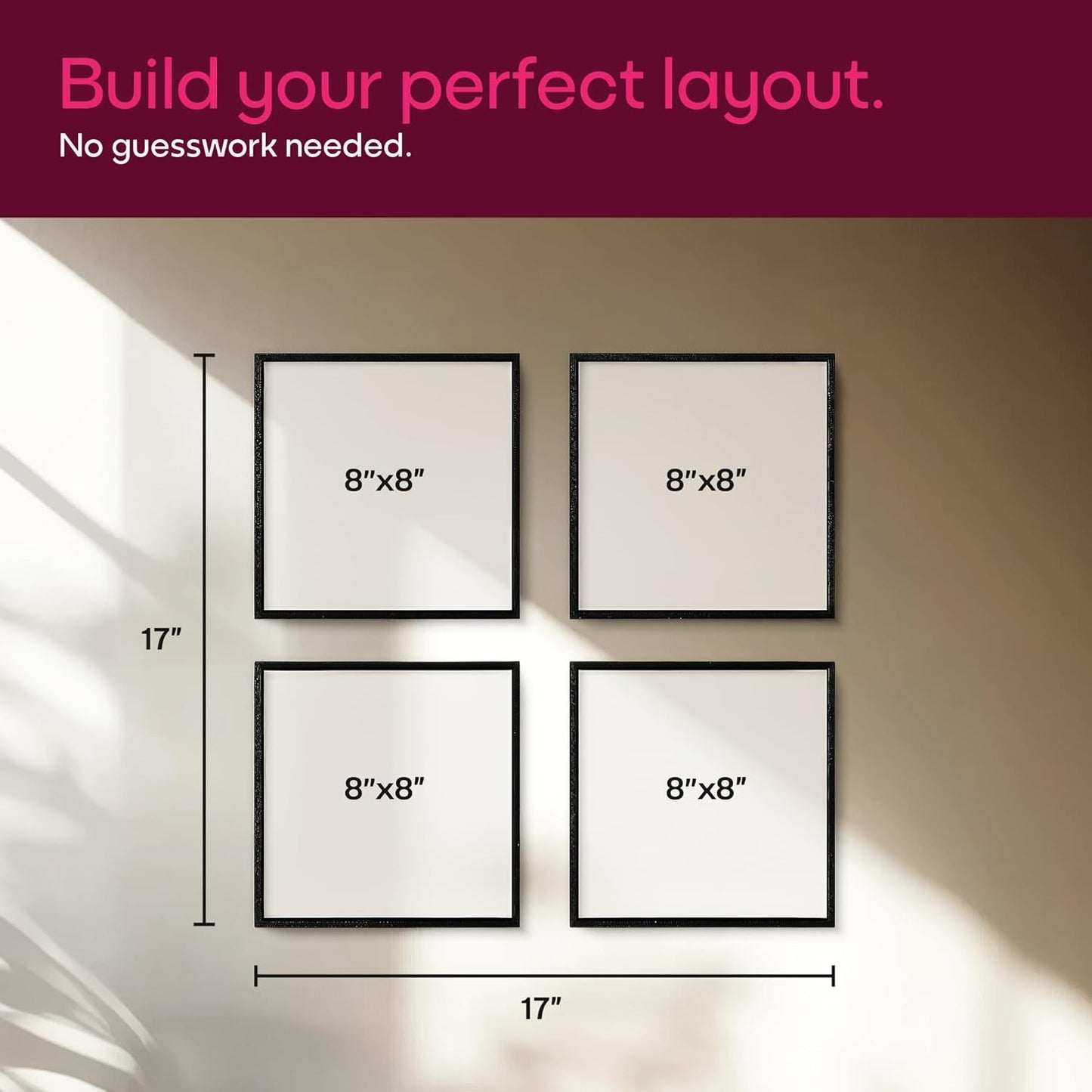 Mixtiles Official - Custom Photo Tiles - Personalized Printed Photos - Magnetic Wall Frames - Adhesive Sticker, No Nails - Various Sizes and Frames - 8x8-tiles-Tile - Black Frame