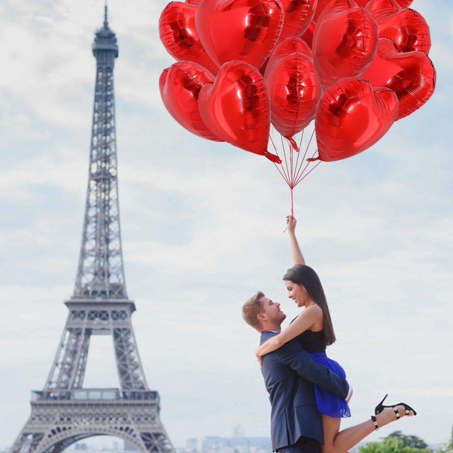 TONIFUL 30Pcs 18 Inch Red Heart Balloons Valentine’s Day Heart Shape Foil Mylar Balloons Decoration for Romantic Valentine's Day Wedding Bridal Shower Anniversary Engagement Party Supplies