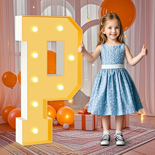 3FT Light Up Marquee Letters P, Large Lighted Letters for Party Backdrop Decor, Mosaic Cardboard Letter for Weddings, Birthdays, Anniversaries, New Year's Celebrations, Easy to Assemble