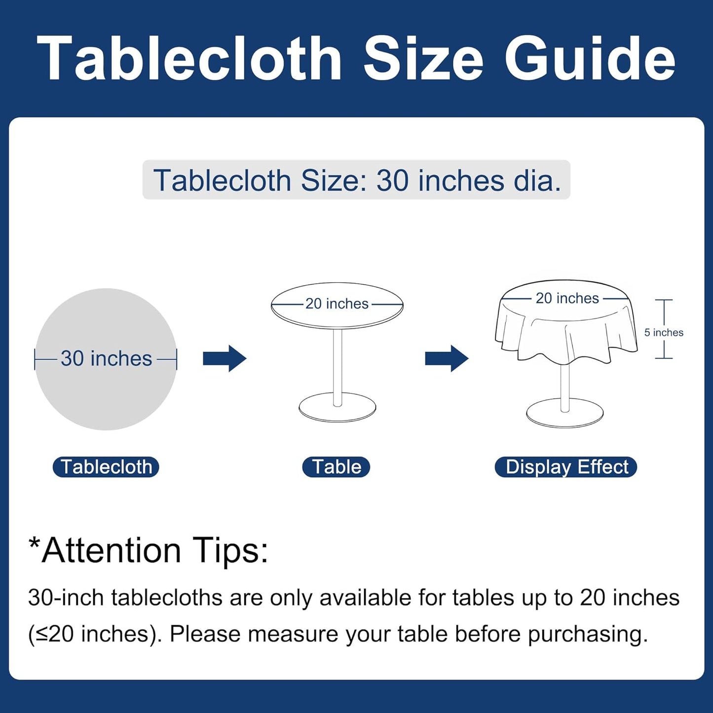 Hiasan Round Tablecloth 30 Inch Linen - Wrinkle and Stain Resistant Washable Polyester Fabric Table Cloth for Dining Room Kitchen Party, Aqua