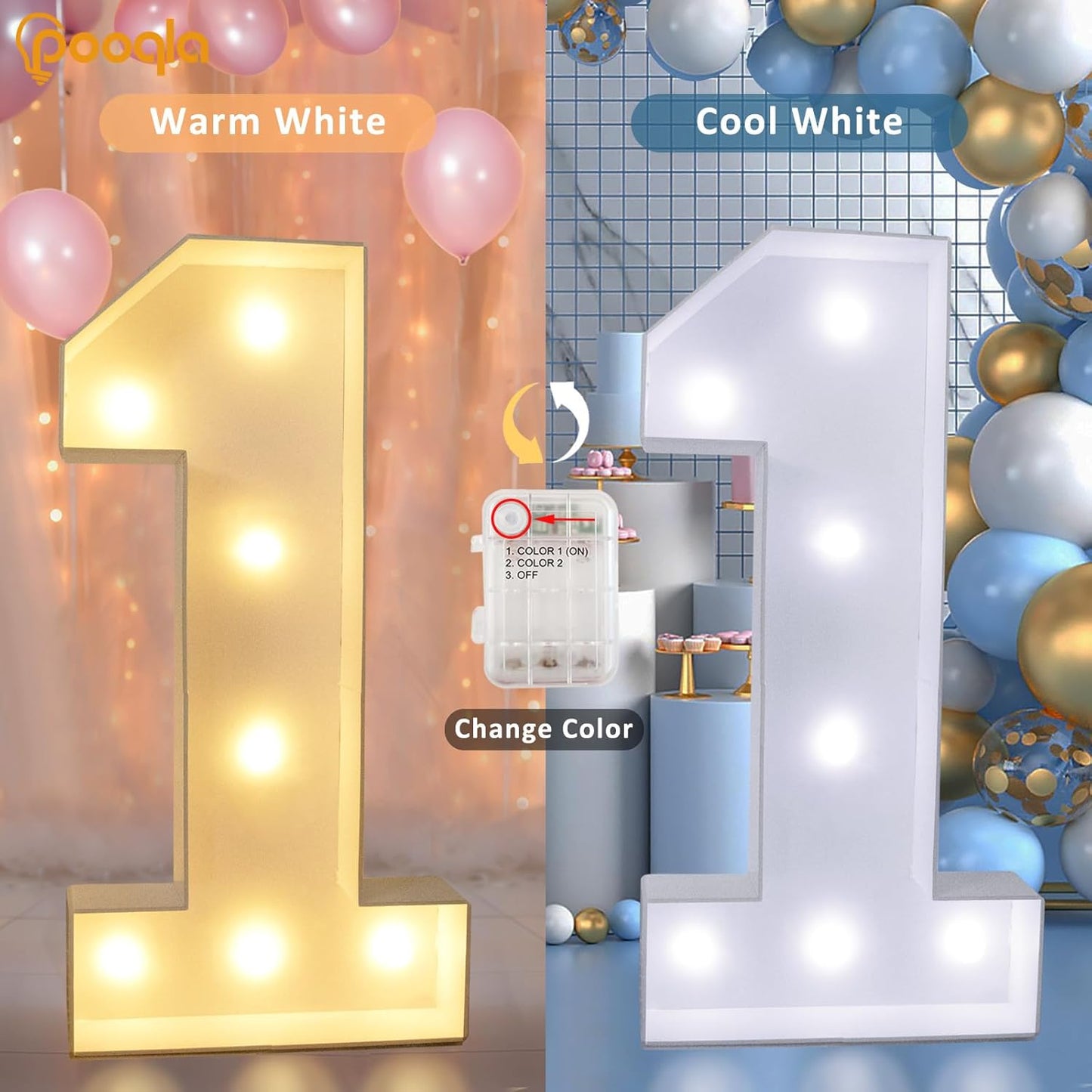 Pooqla 3FT Marquee Light Up Numbers for 5th Birthday Decorations, Light Up Marquee Number 5 Birthday Gift for Girls Boys, Anniversary Wedding Party Decor, Large Lighted Number 5