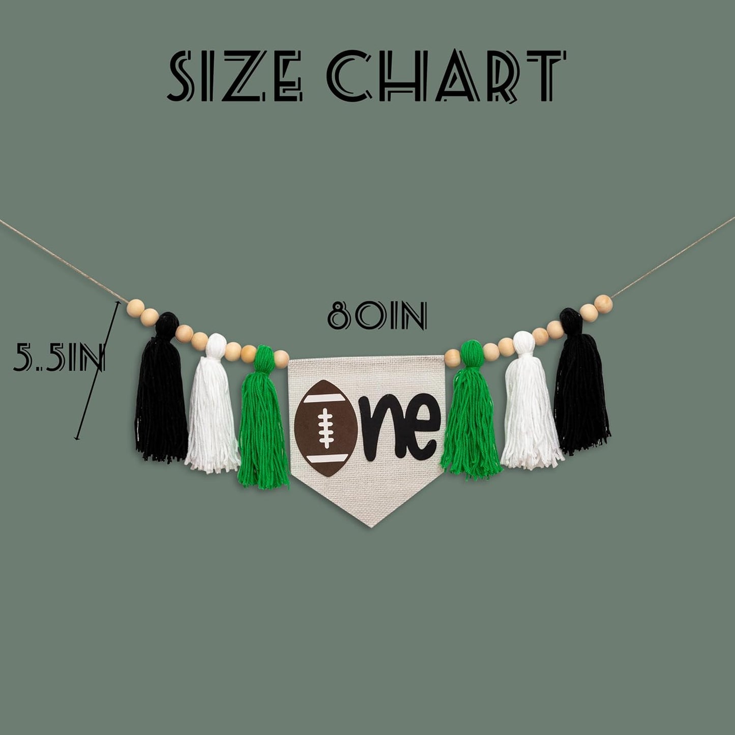 Gostman Football One High Chair Banner - Handmade Football Theme Tassel Garland Banner, First Birthday Party Decoration for Baby Boy (Football Tassel Banner)