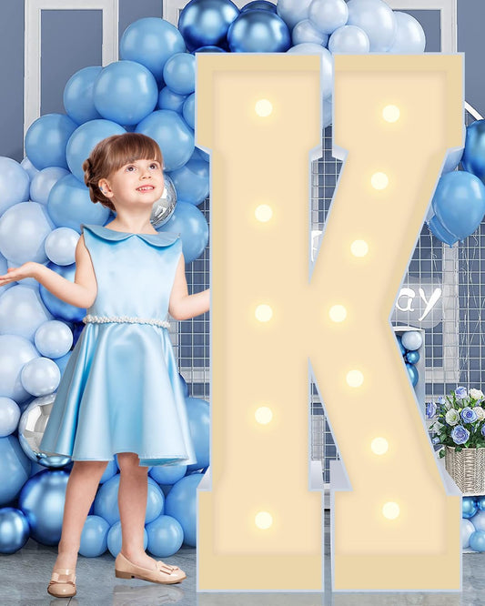 4FT Marquee Plastic Letters K - Light up Letters K Are Made from Corrugated Plastic Board - Quick Assembly Without Tools, Disassembled Components Can Be Used for Garage Sale Signs, Yard Sale Signs