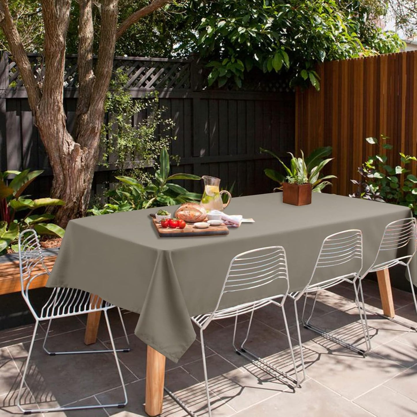 Hiasan Small Tablecloth for Square Tables - Waterproof and Spillproof Washable Fabric Table Cloth for Dining Room Kitchen Party (Taupe, 40 x 40 Inch)