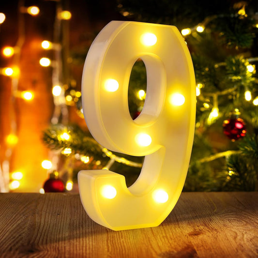 9th Birthday Decorations for Girls and Boys,9 Year Old Birthday Decorations for Centerpieces Table,Light Up Numbers 9 Sign Led for Party Backdrop Wall Decor for Wedding Anniversary Home