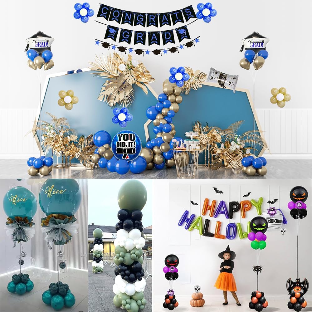 Balloon Column Stand Kit Set of 2, 2IN1 Balloons Holder Sets Ballon Arch stand for Floor, 9 Feet Height Adjustable Metal Baloon Tower Pillar for Graduation, Wedding, Party Decoration