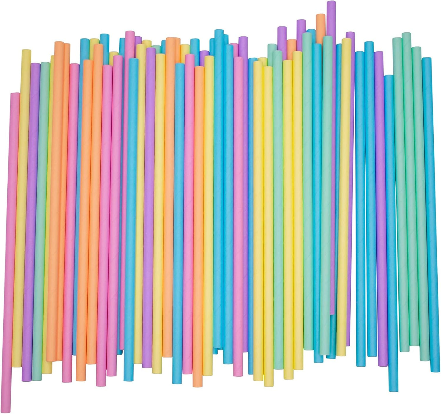 Pack of 300 Assorted Pastel Biodegradable 4-Ply Paper Drinking Straws (Compostable, Non-toxic, BPA-free)