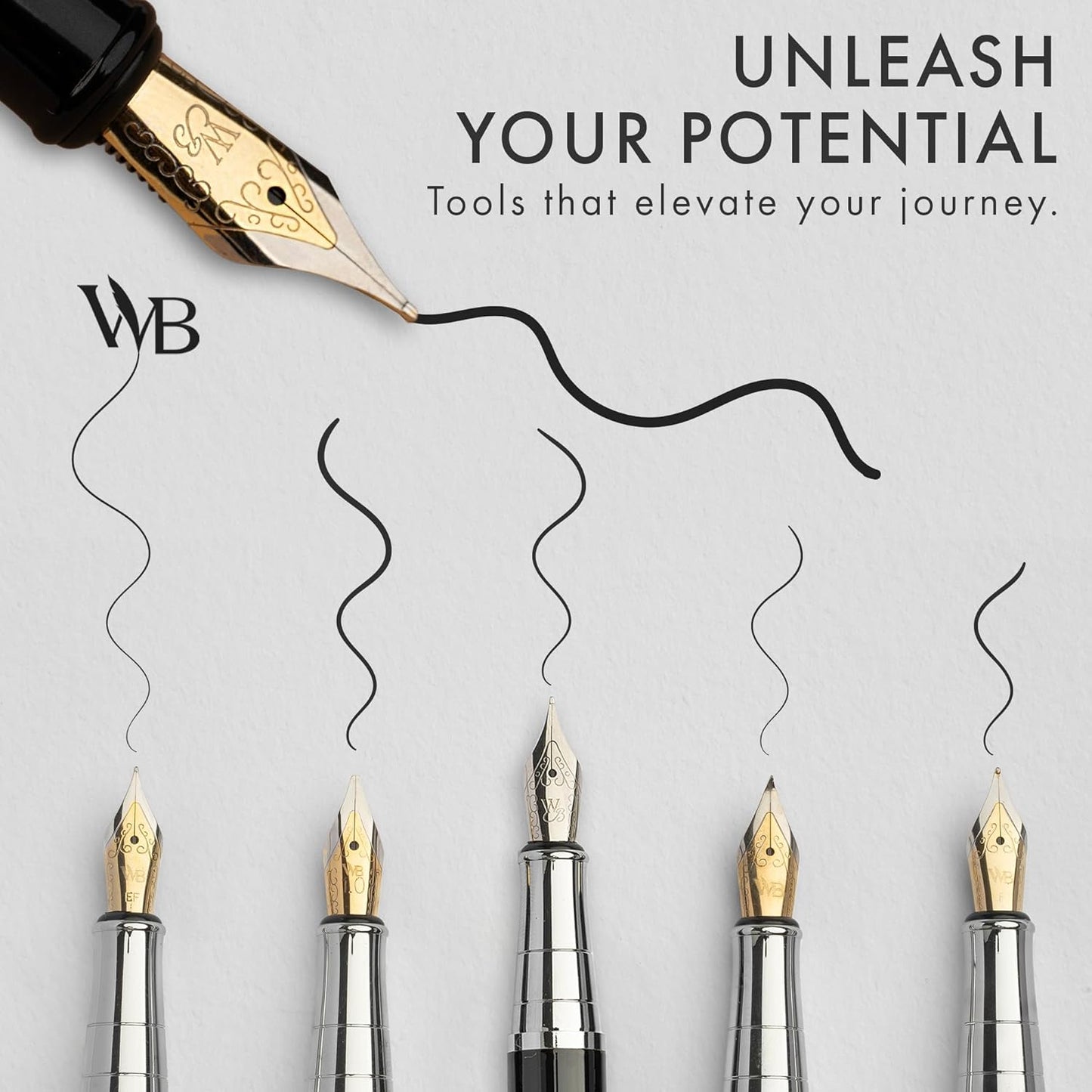 Wordsworth & Black Fountain Pen Gift Set, Includes Ink Bottle, 6 Ink Cartridges & A Refill Converter, 4 Replacement Nibs, Premium Package, Journaling, Calligraphy, Smooth Writing Pens [Silver Chrome]