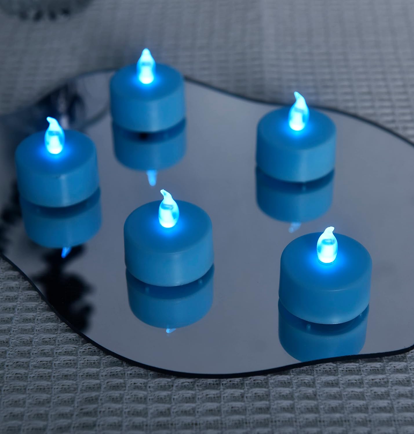 LED Tea Lights Candles- 100PACK Blue Flameless Candles Realistic and Bright Flickering Long Lasting 200Hours for Holiday Celebration,Party,Home Decoration,Battery Operated