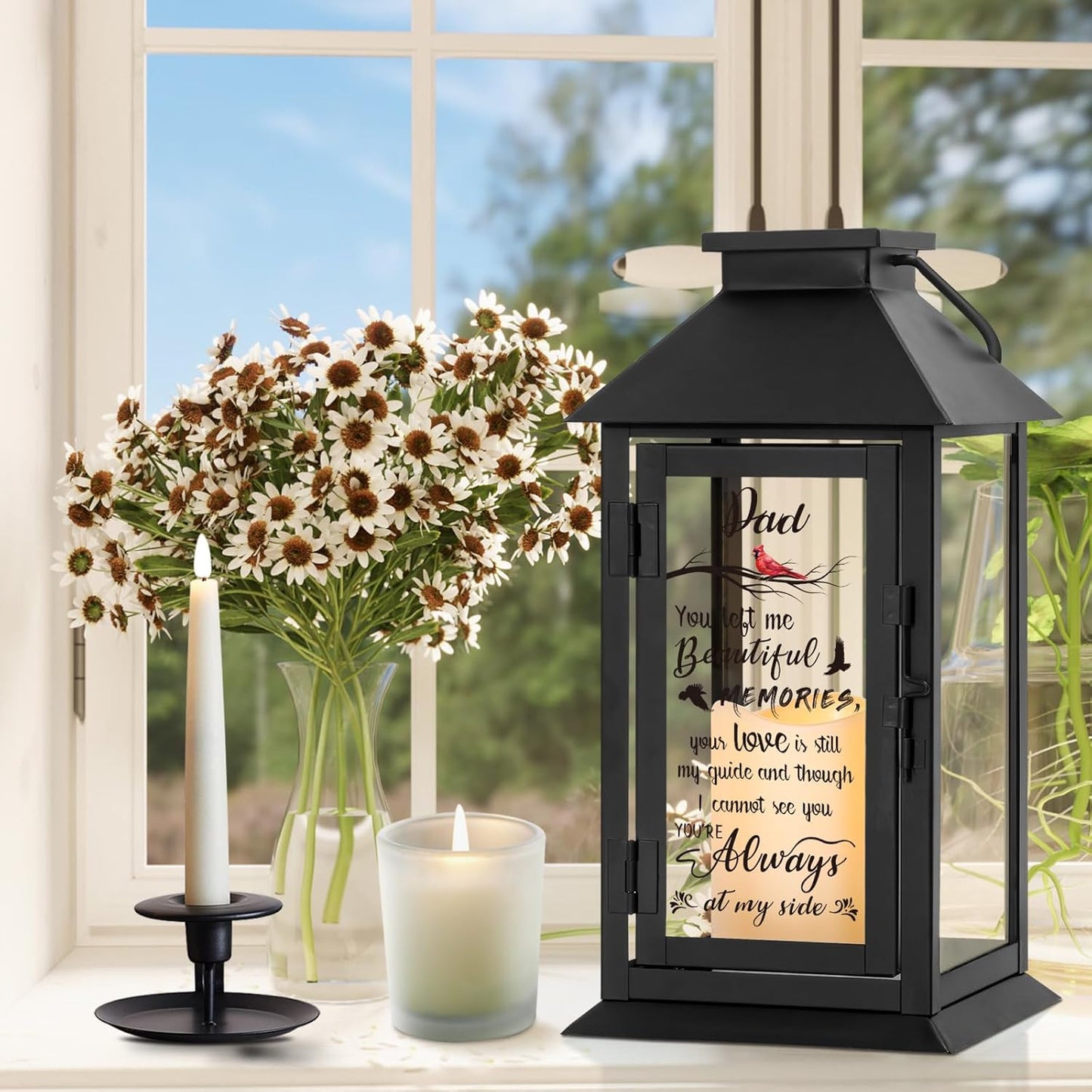 Memorial Lantern Bereavement Gifts in Memory of Loved One Memorial Gifts for Loss of Father Remembrance Sympathy Gifts for Loss of Loved One with LED Candle and Remote