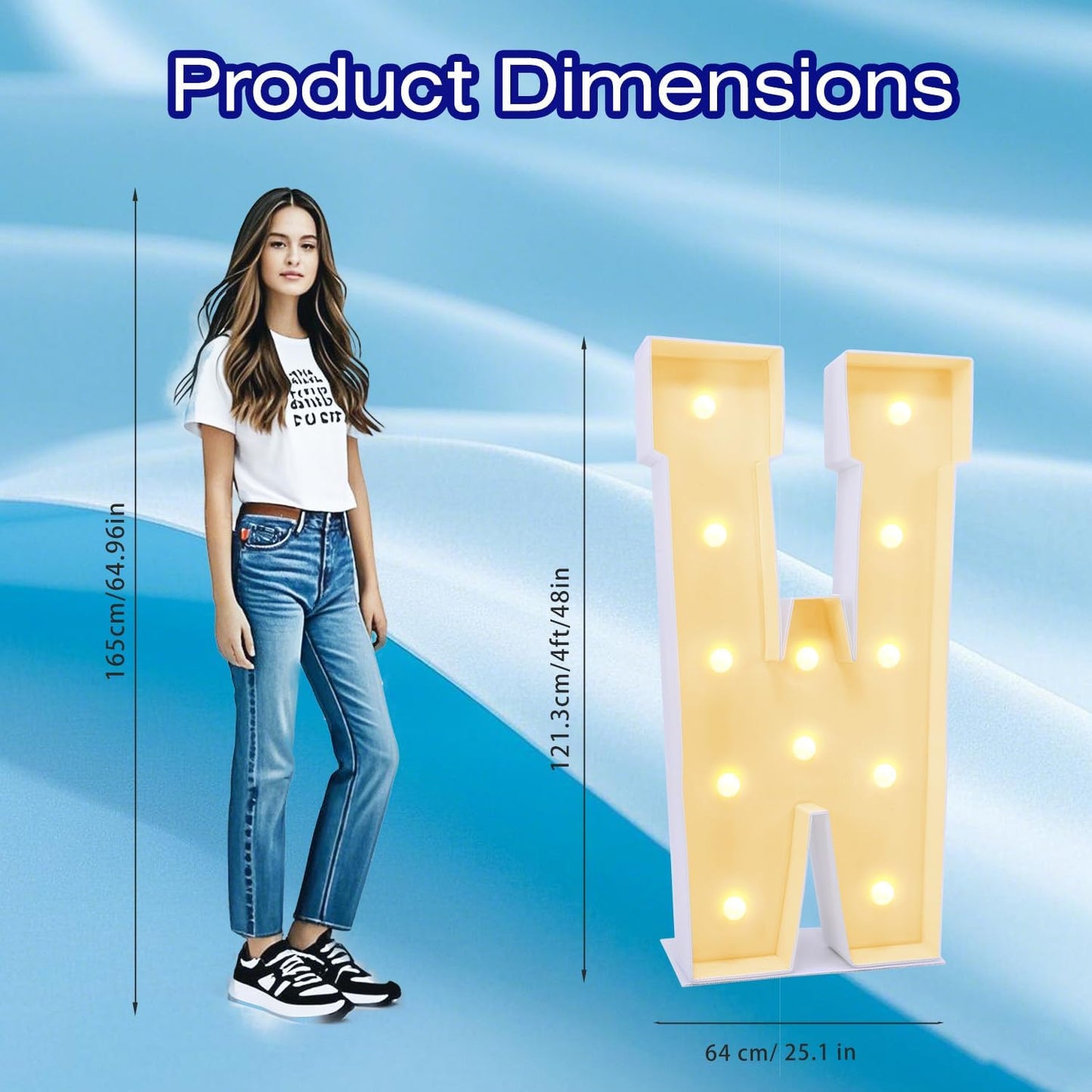 4FT Marquee Plastic Letters W - Light up Letters W Are Made from Corrugated Plastic Board - Quick Assembly Without Tools, Disassembled Components Can Be Used for Garage Sale Signs, Yard Sale Signs