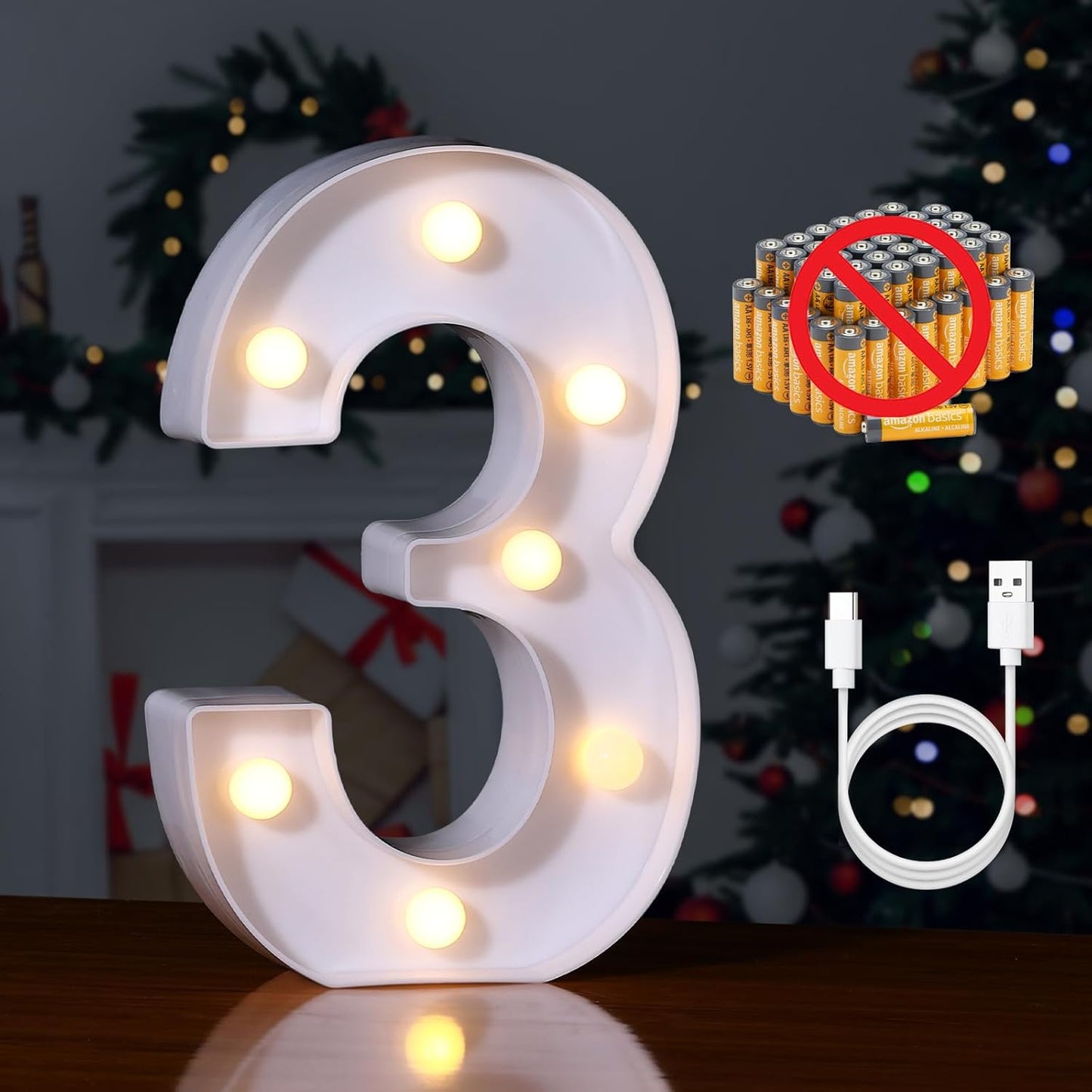 Foaky Rechargeable LED Letter Lights Sign Marquee Light Up Letters Sign for Night Light Wedding/Birthday Party Christmas Lamp Home Bar Decoration (3)