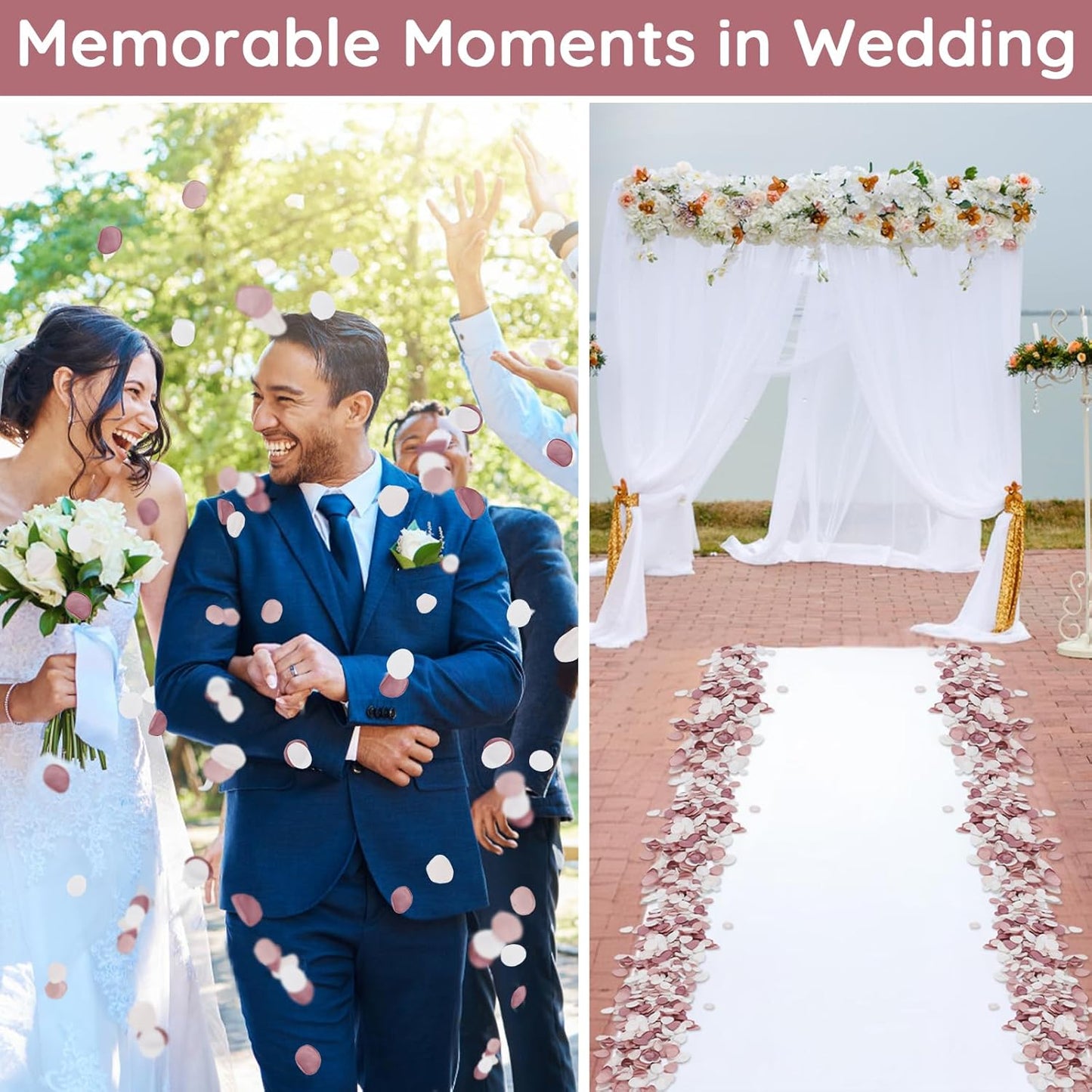 Suream 600 Pieces Silk Flowers Petals, Blush Pink Faux Flowers Petals for Flower Girl Basket, Fake Petals for Wedding Accessories, Romantic Dinner Table Centerpieces Bridal Shower Party Decor