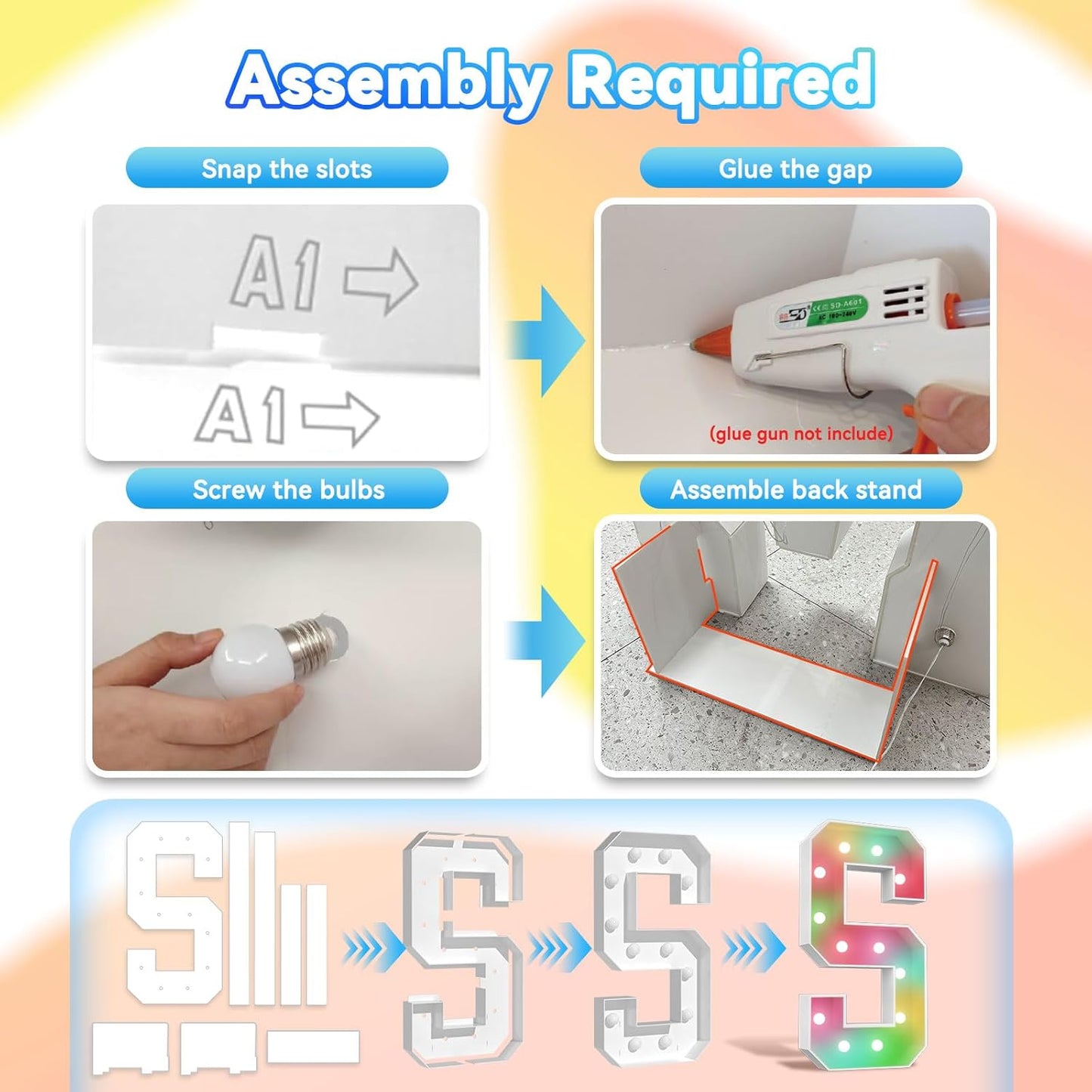 Ledido 4FT Marquee Light Up Letters, 34 Colors Changing Marquee Letter 4 Feet Tall with Remote, Big Letters for Party Wedding Graduation Birthday Decorations, Large Light Up Letter S