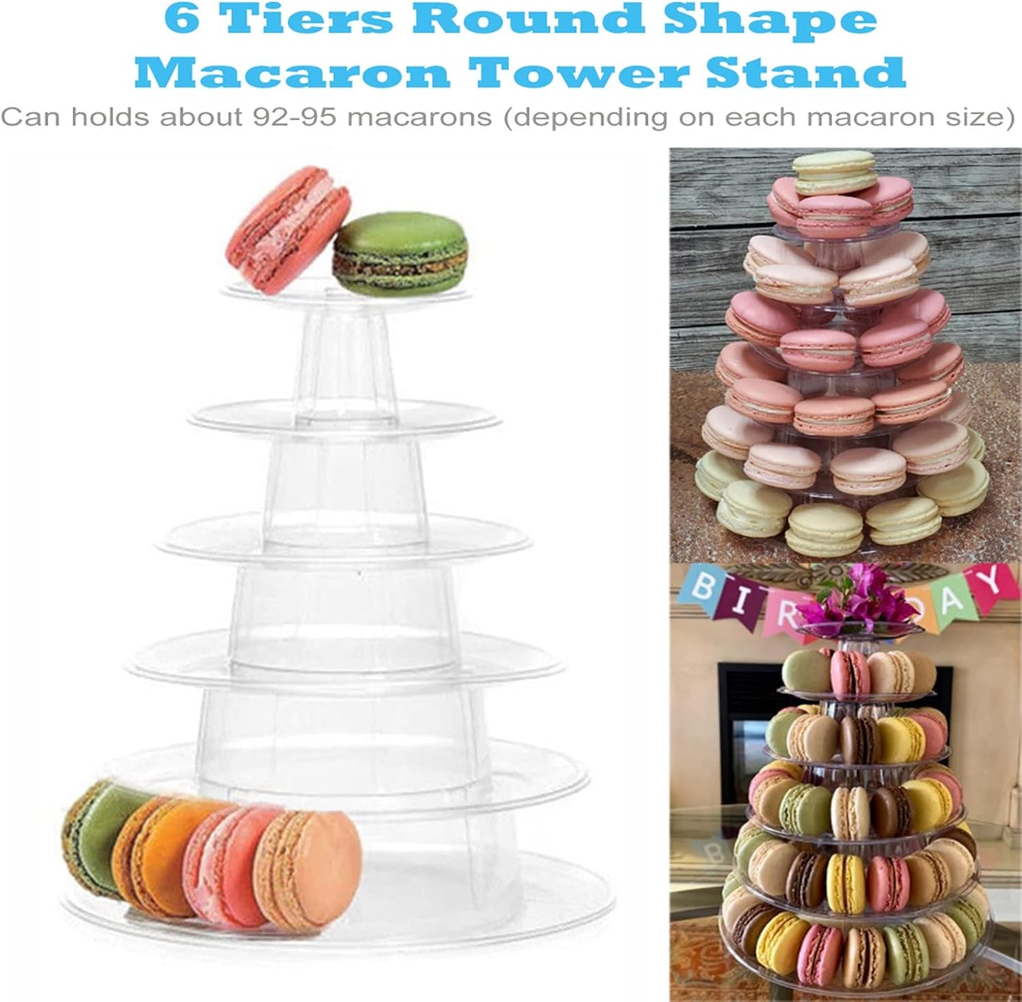 Macaron Tower Stand, 6 Tiers Macaron Display Macaroon Stand Tower Desserts Cupcake Holder Platter for Wedding, Birthday Party, Baby Shower, Party Decoration by Greatstar…