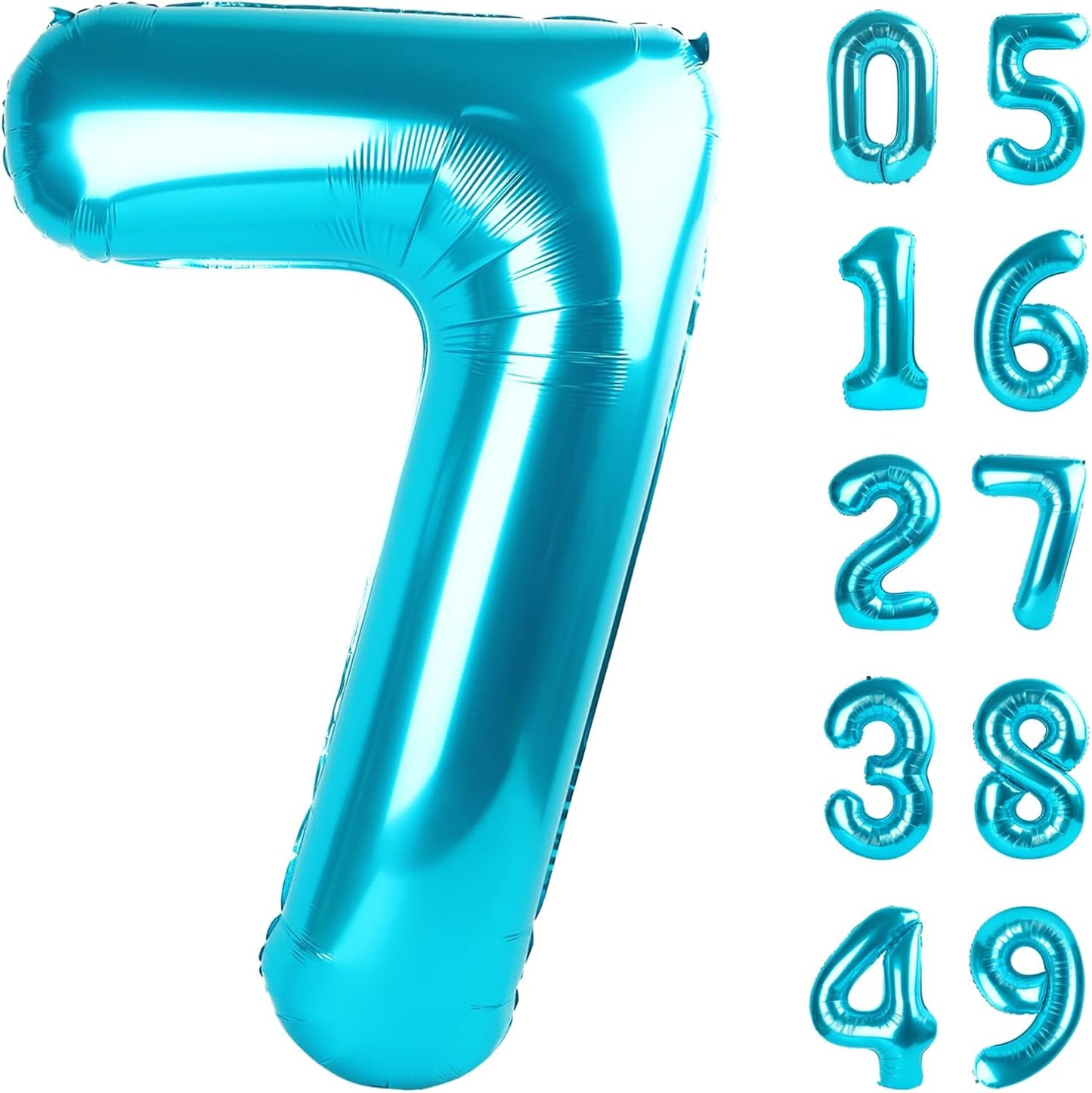 Blue Number 7 Birthday Balloon 40 Inch, Digital Balloons for 7 17 27 70 77 Party Celebration Decorations Supplies,Blue Mylar Foil Numbers Balloon for Seven Wedding Anniversary