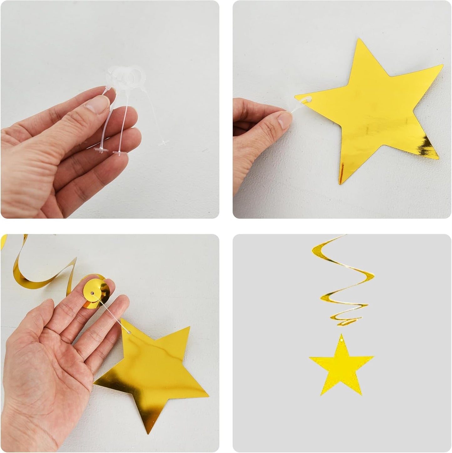 BEISHIDA Blue Gold Stars Hanging Swirls Graduation Hanging Ornament Decorations for Birthday Party Baby Shower Congrats Grade 2025 Graduation Decorations,Pack of 15