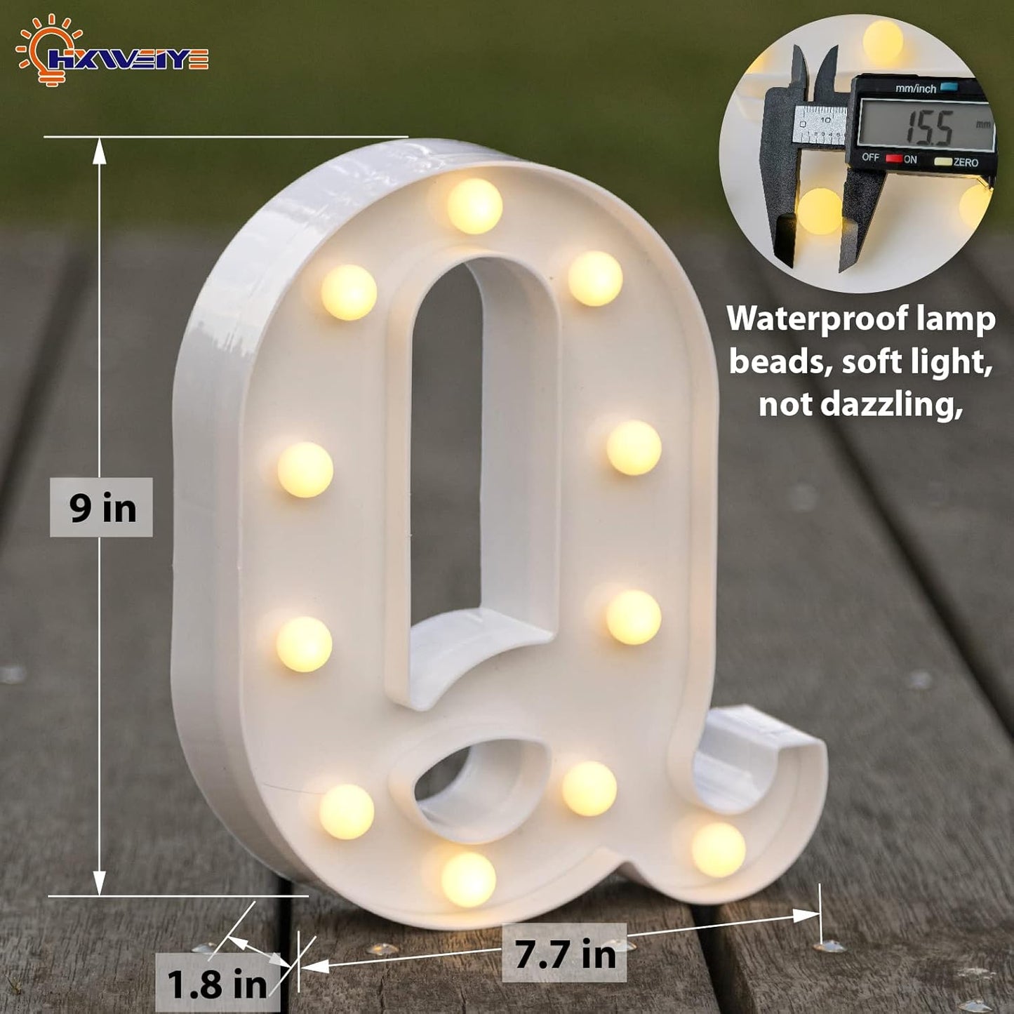 LED Marquee Letters Lights Sign-Q, HXWEIYE Led Letters Lights 26 Alphabet, Light Up Number 0-9 Letters Sign for Party Home Birthday Anniversary Battery Powered Lighted Letters(Warm White)