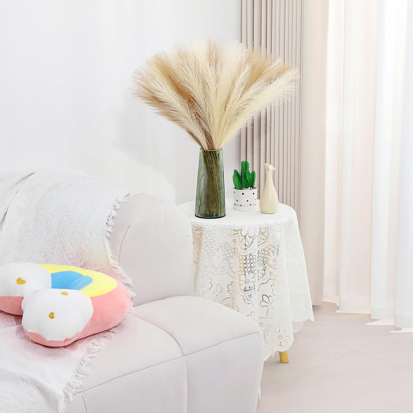 Pampas Grass Decor 30 Pcs 21.7 Inch Faux Brown Pampas Grass Bulk Artificial Dried Flowers Small Vase Filler Pompas Grass.