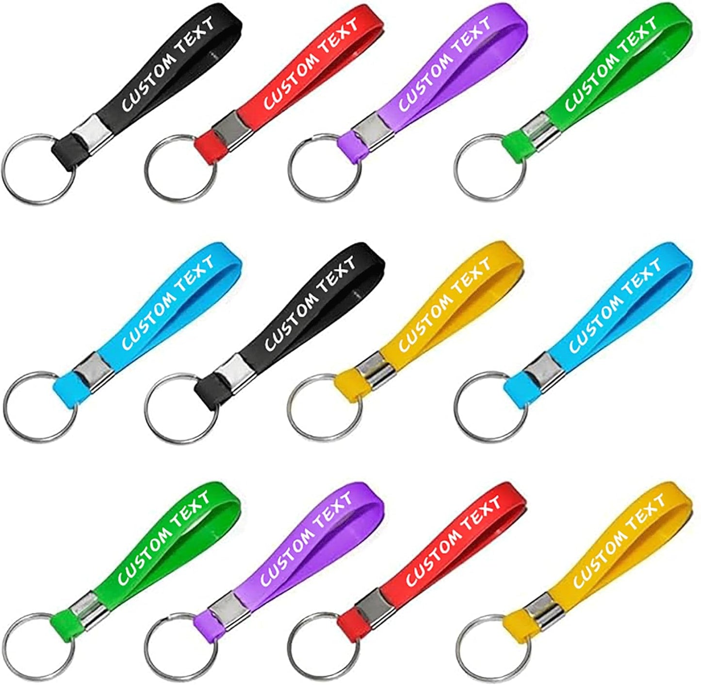 50 Personalized Silicone Keychains for Backpack Key Cellphone, Custom Silicone Keyrings CustomText/Icon for Adults
