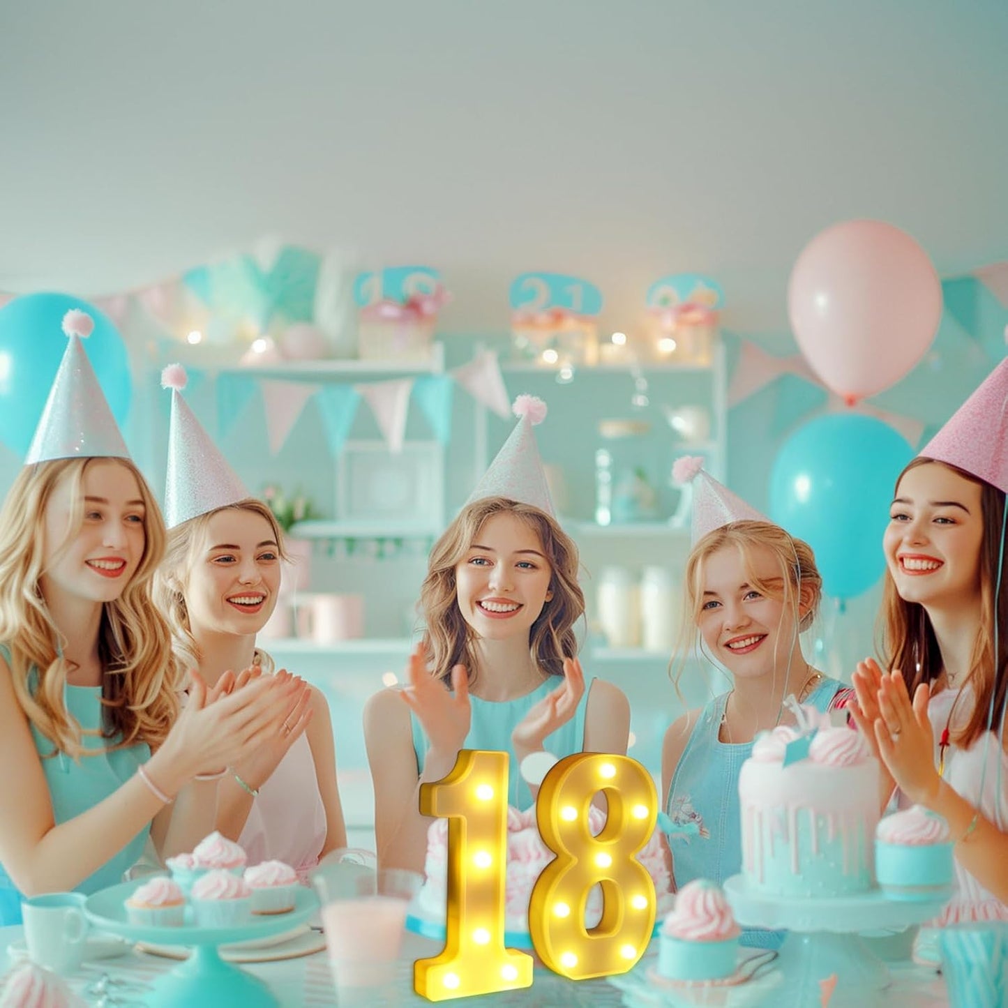 18th Birthday Decorations for Girls and Boys,Happy 18th Birthday Decorations for Men Centerpieces Table,18 Light Up Numbers Sign Led for Party Backdrop Wall Decor for Wedding Anniversary Home